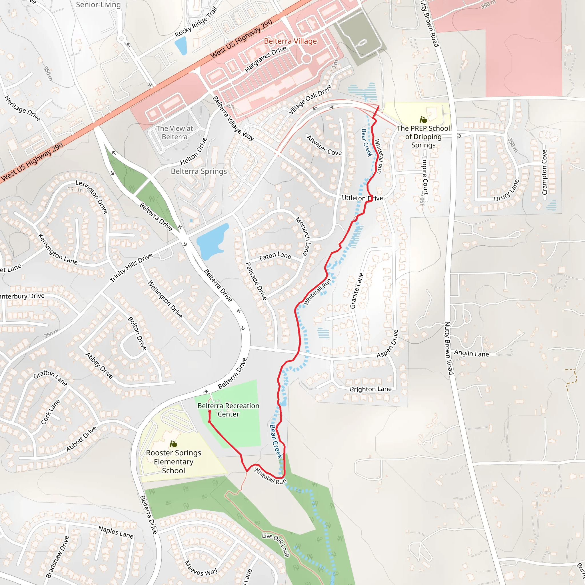 Whitetail Run Out and Back mobile static map