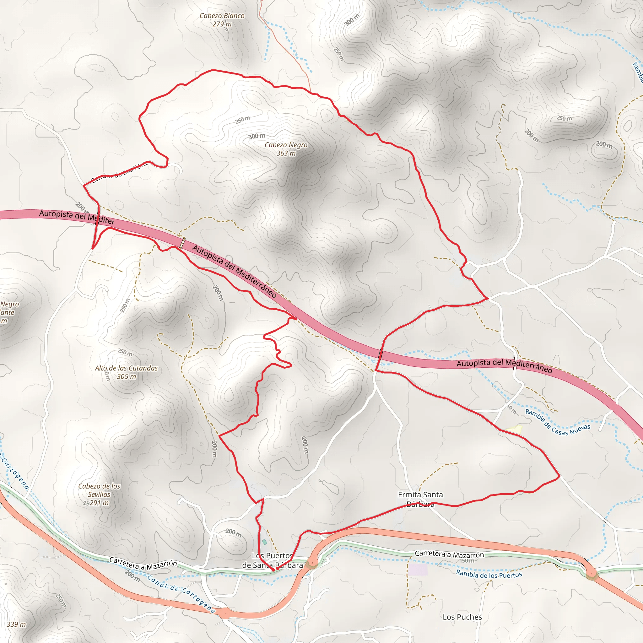 Los Puertos de Santa Bárbara Trail PR MU 106 mobile static map