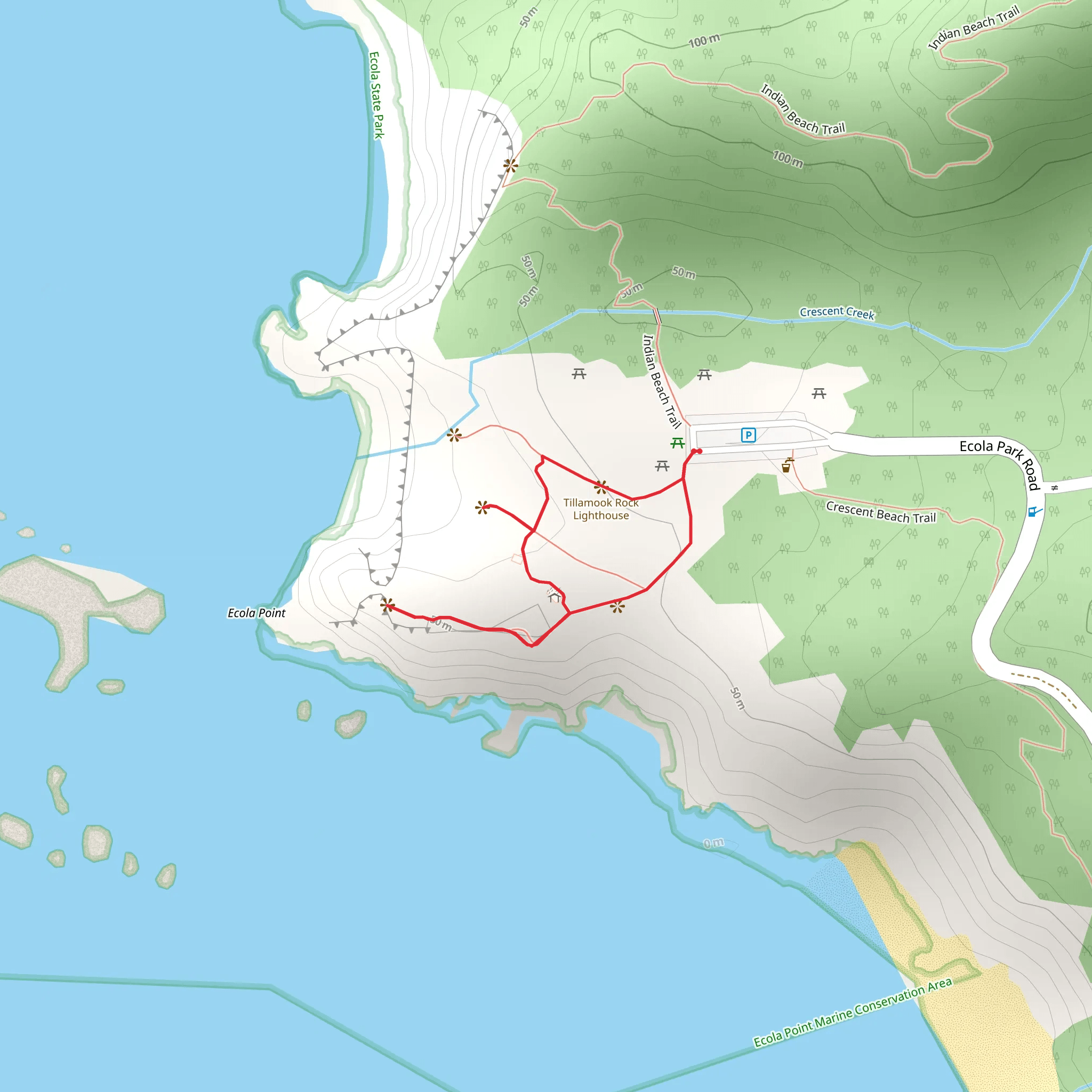 Ecola Point Viewpoint Loop mobile static map