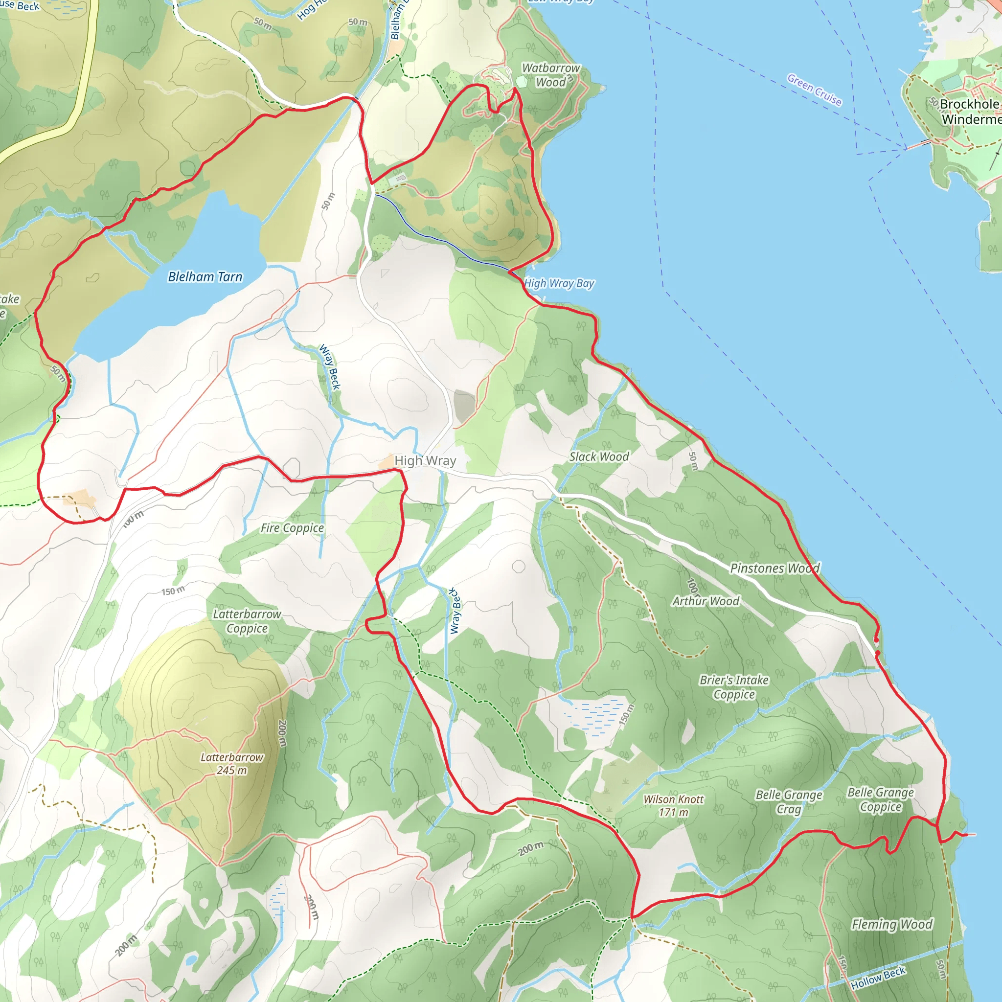 Belle Grange Coppice and Blelham Tarn Loop mobile static map