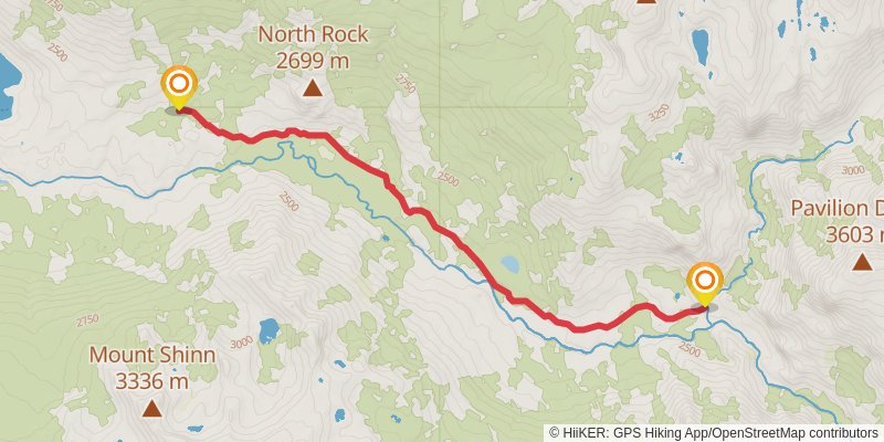 Piute Canyon Trail via Florence Lake Trail stage 2 Map