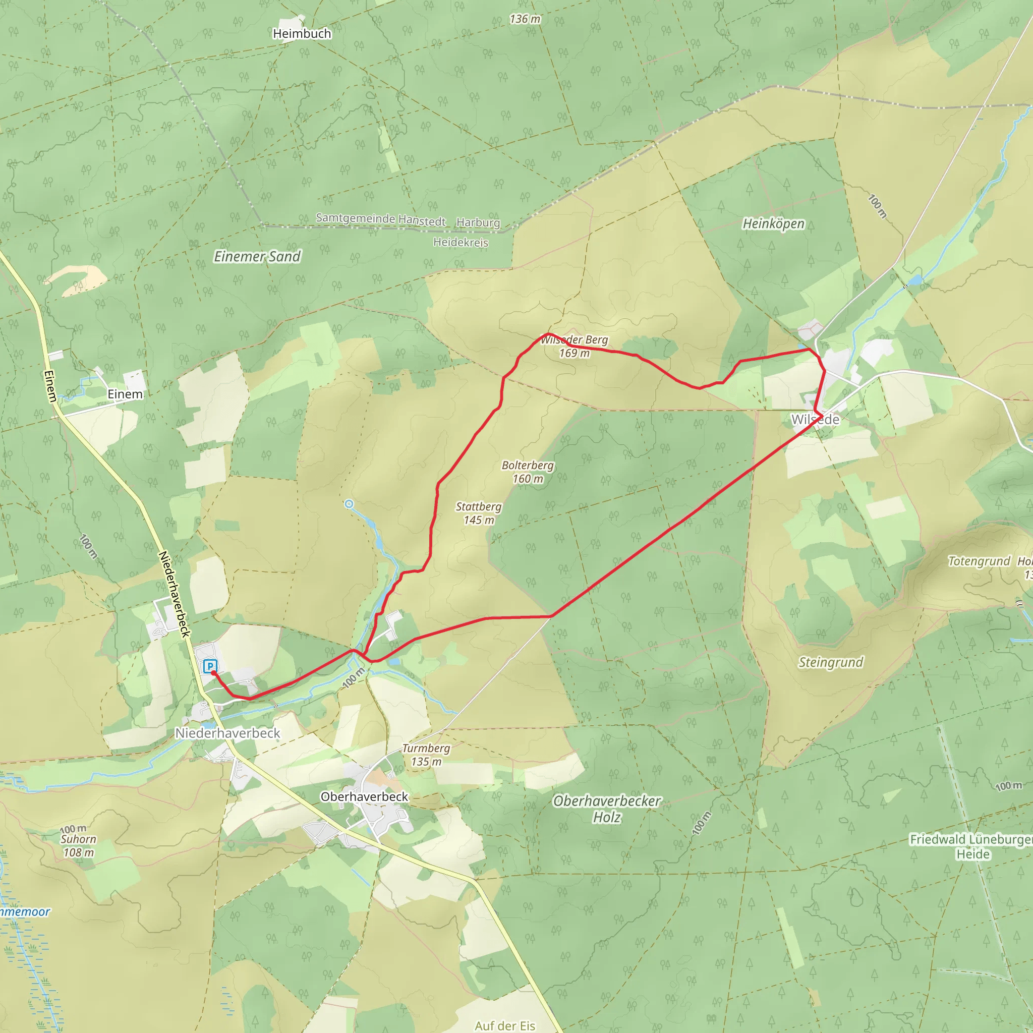 Wilseder Berg via Freudenthalweg and Bispingen mobile static map