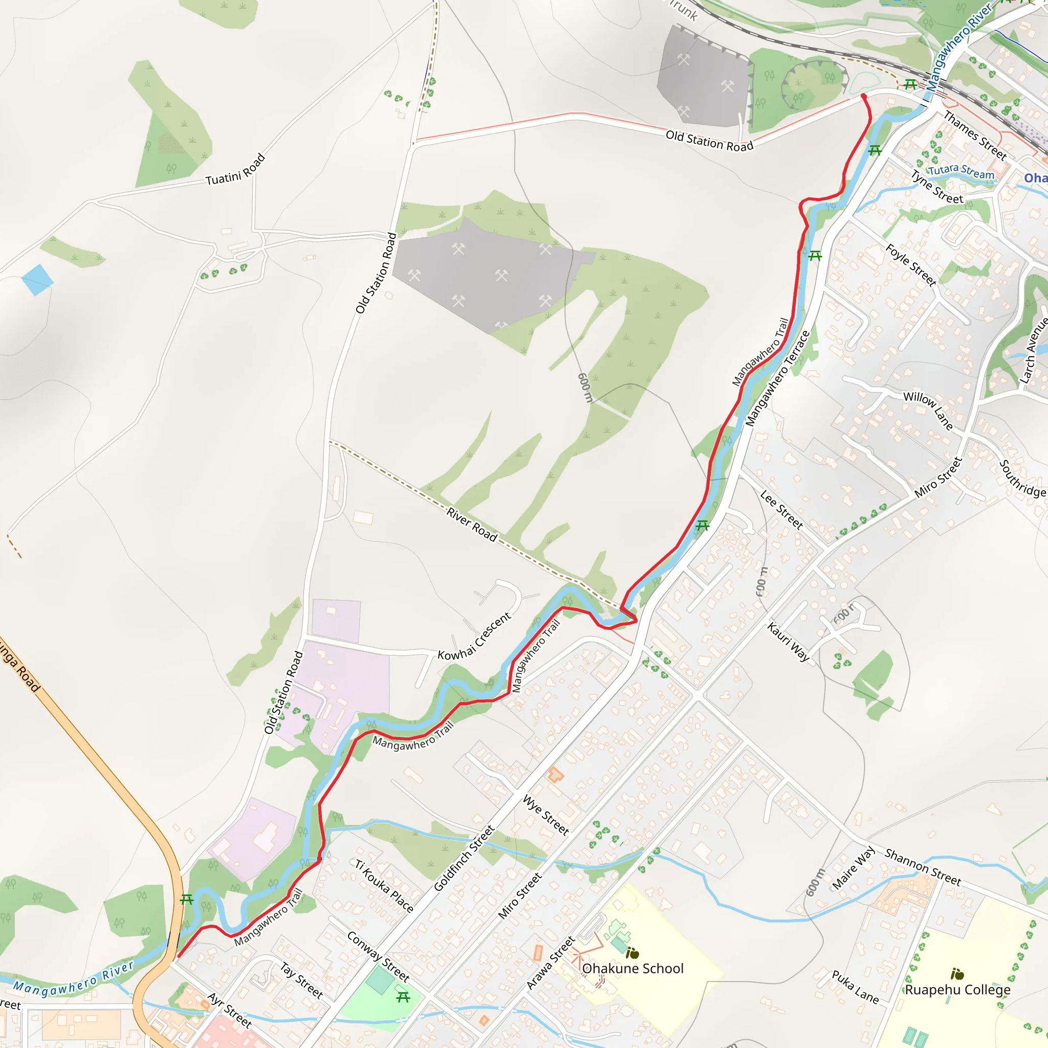 Mangawhero River Trail mobile static map