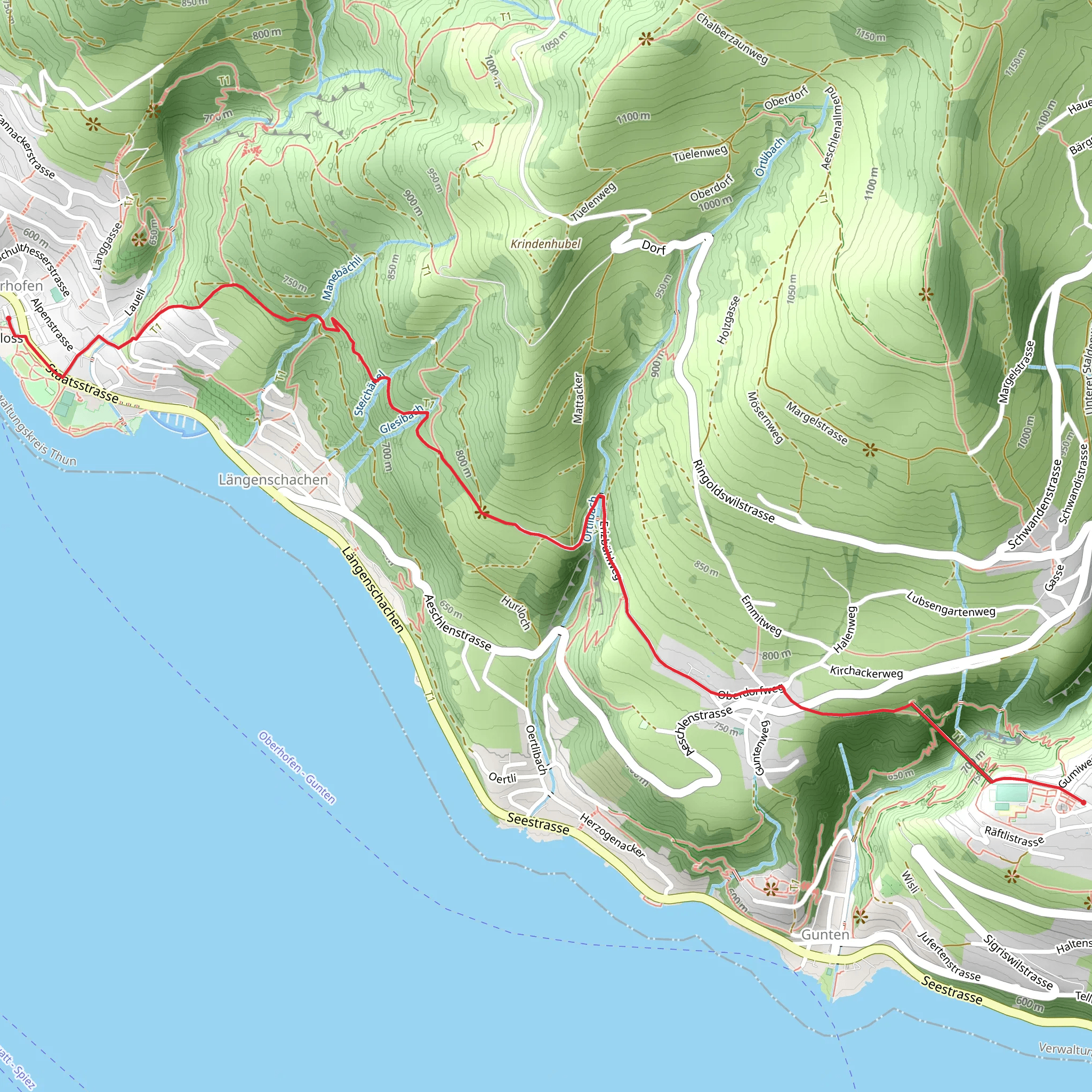 The Bridge Trail - Sigriswil to Oberhofen mobile static map