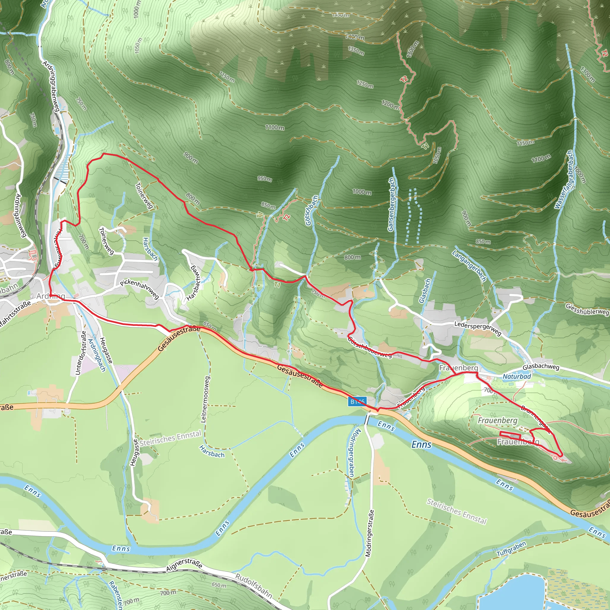 Ardninger Höhenweg nach Frauenberg mobile static map