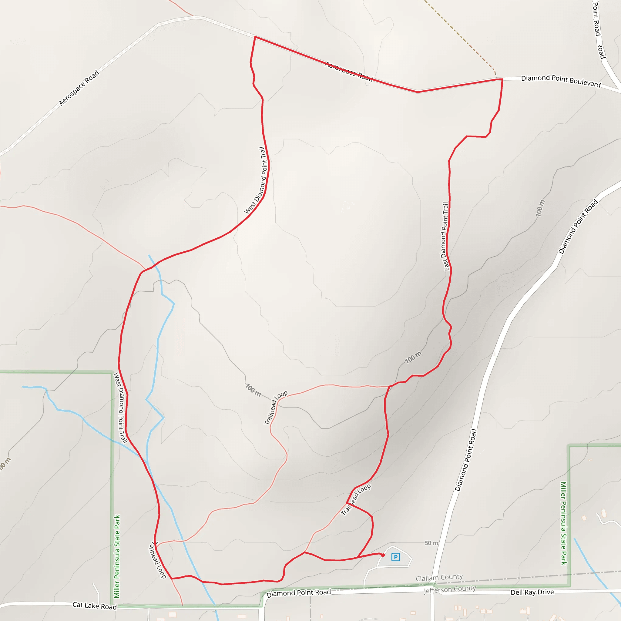 East and West Diamond Point Loop Trail mobile static map