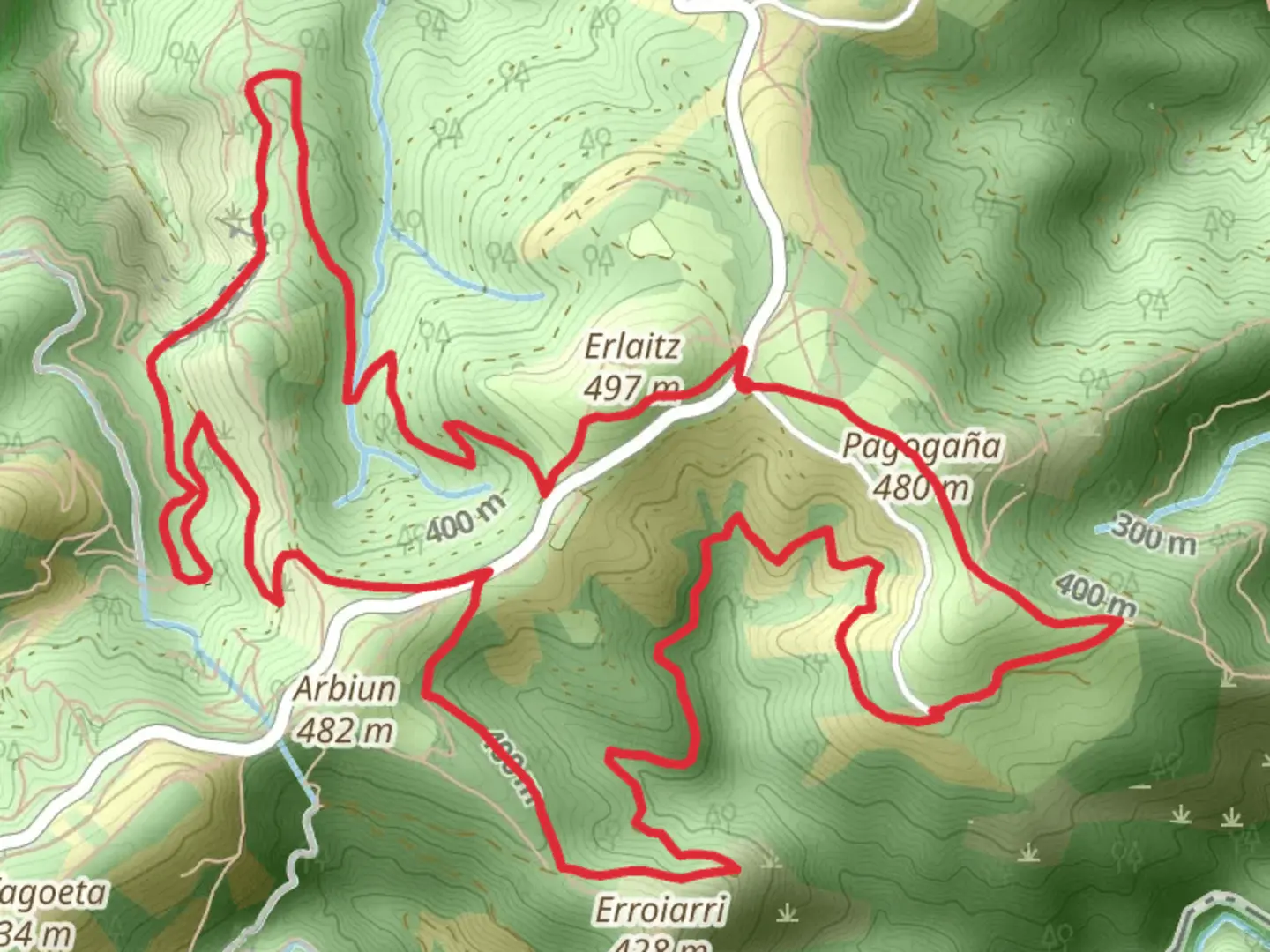An image depicting the trail Return to Meazuri PR GI 1012 and its surrounding area.