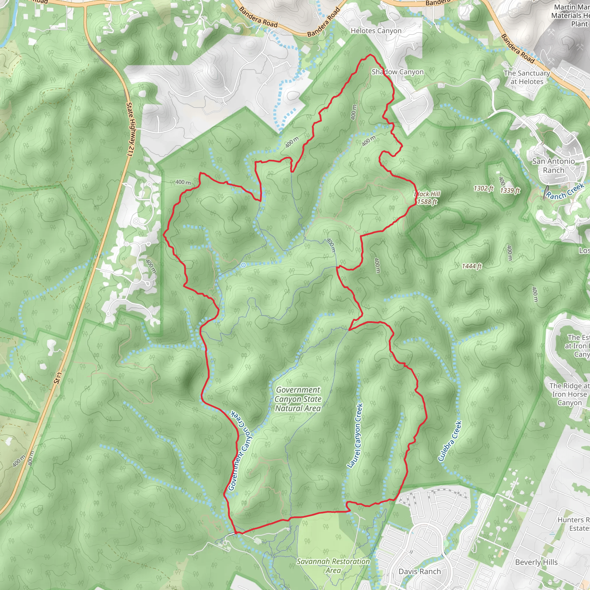 Recharge, Black Hill and Sendero Balcones Loop Trail mobile static map