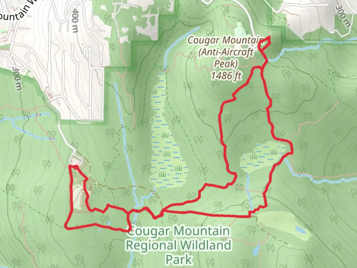 An image depicting the trail Klondike Swamp Trail and Tibbett's Marsh Trail and its surrounding area.