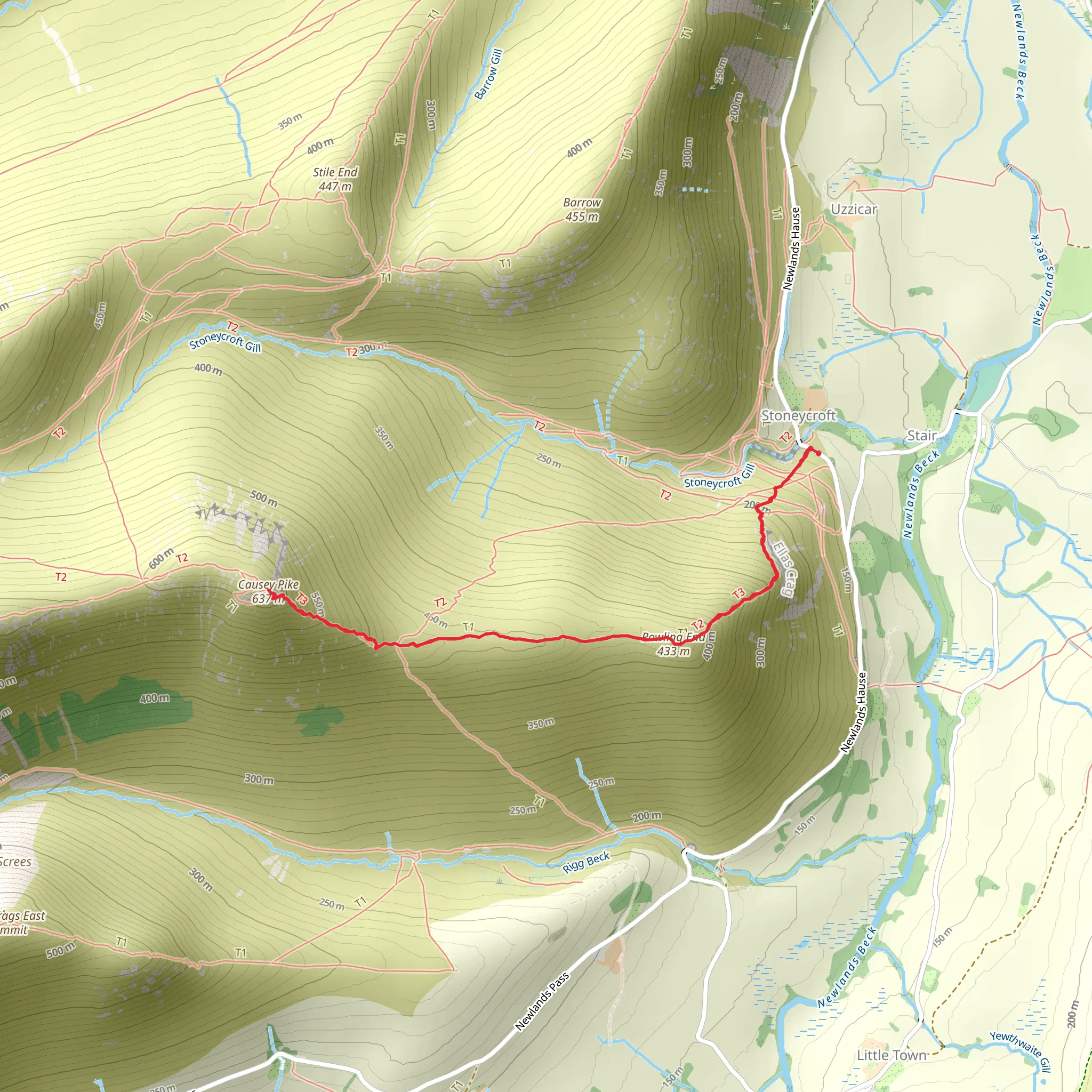 Causey Pike mobile static map