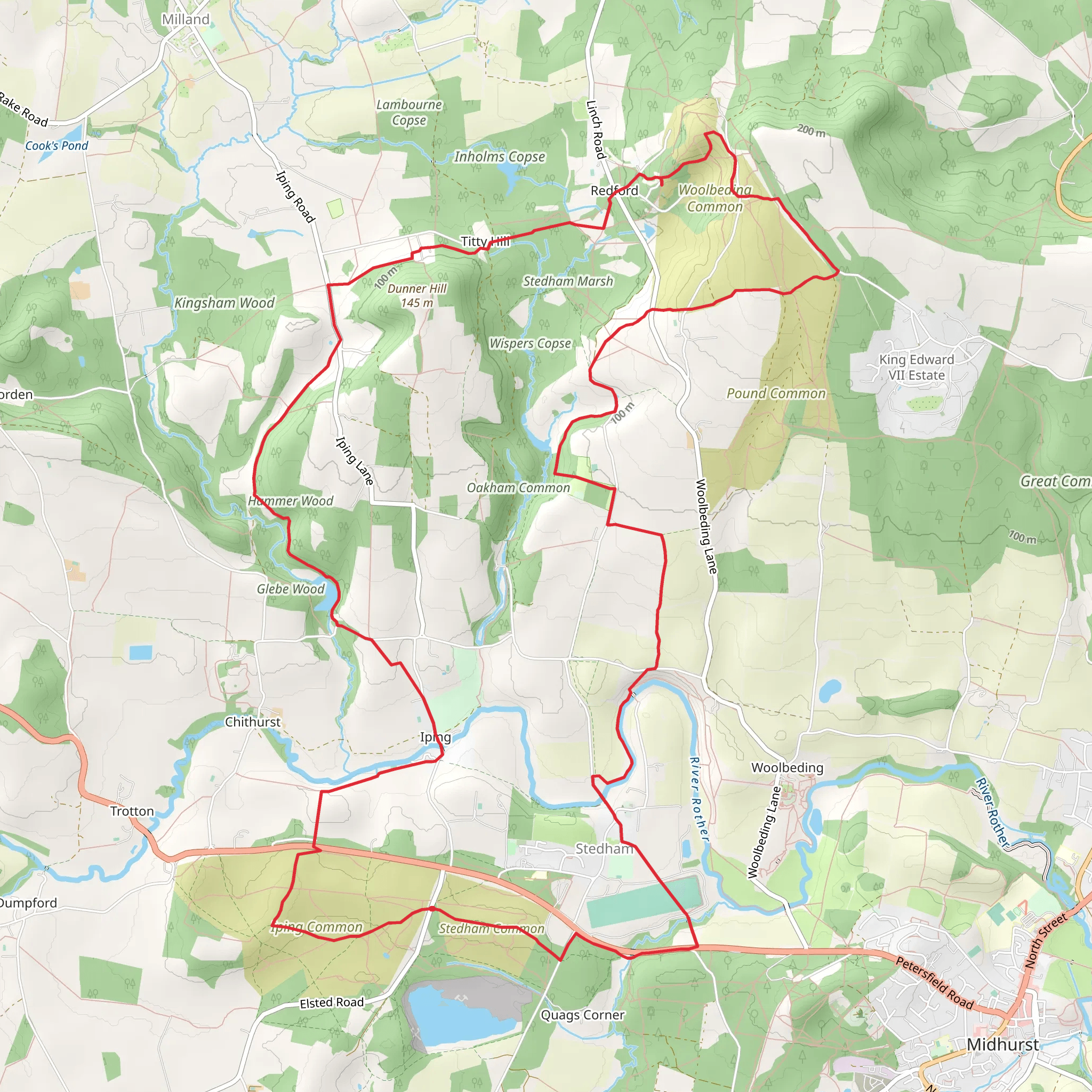 Stedham to Titty Hill and Redford Loop mobile static map