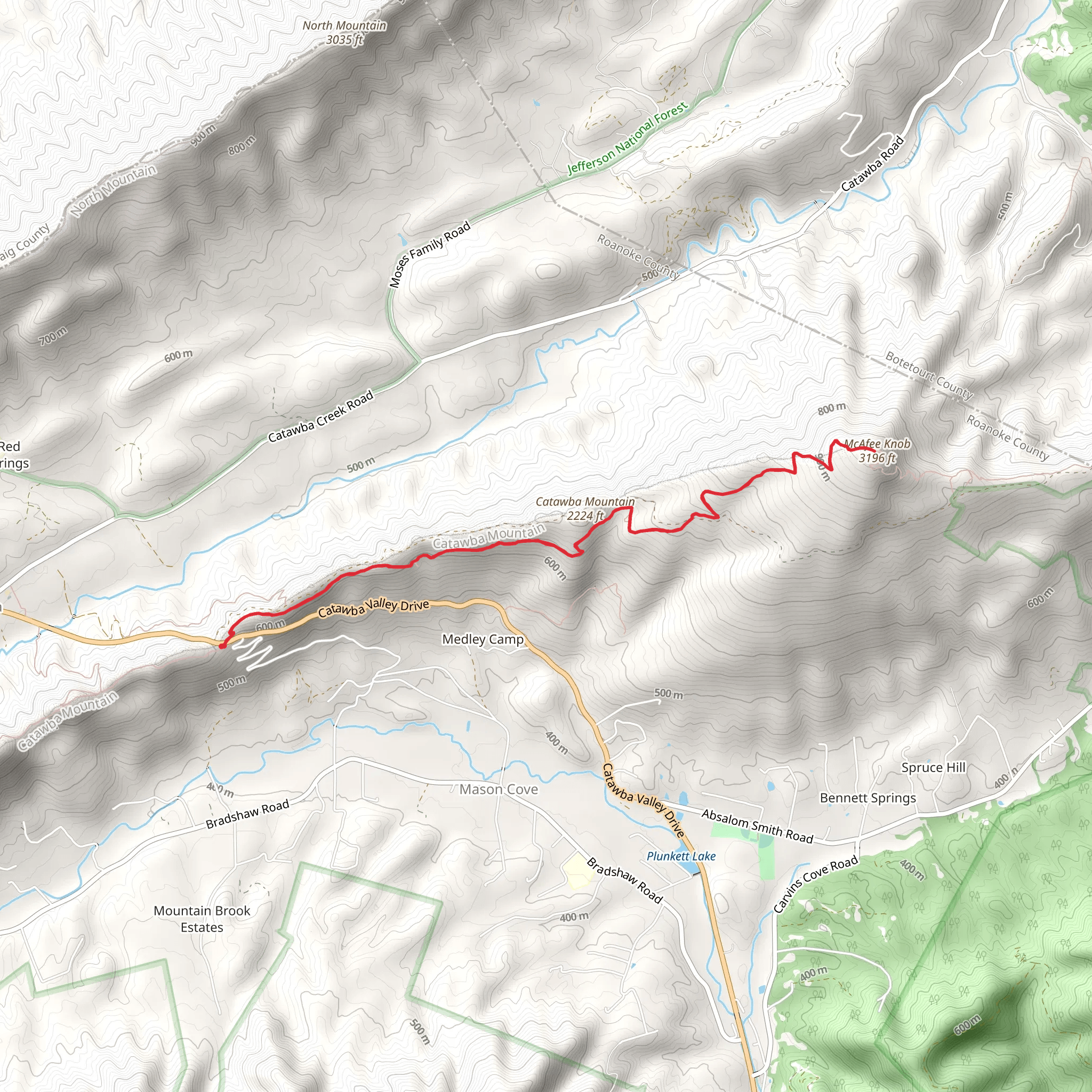 McAfee Knob via Appalachian Trail mobile static map