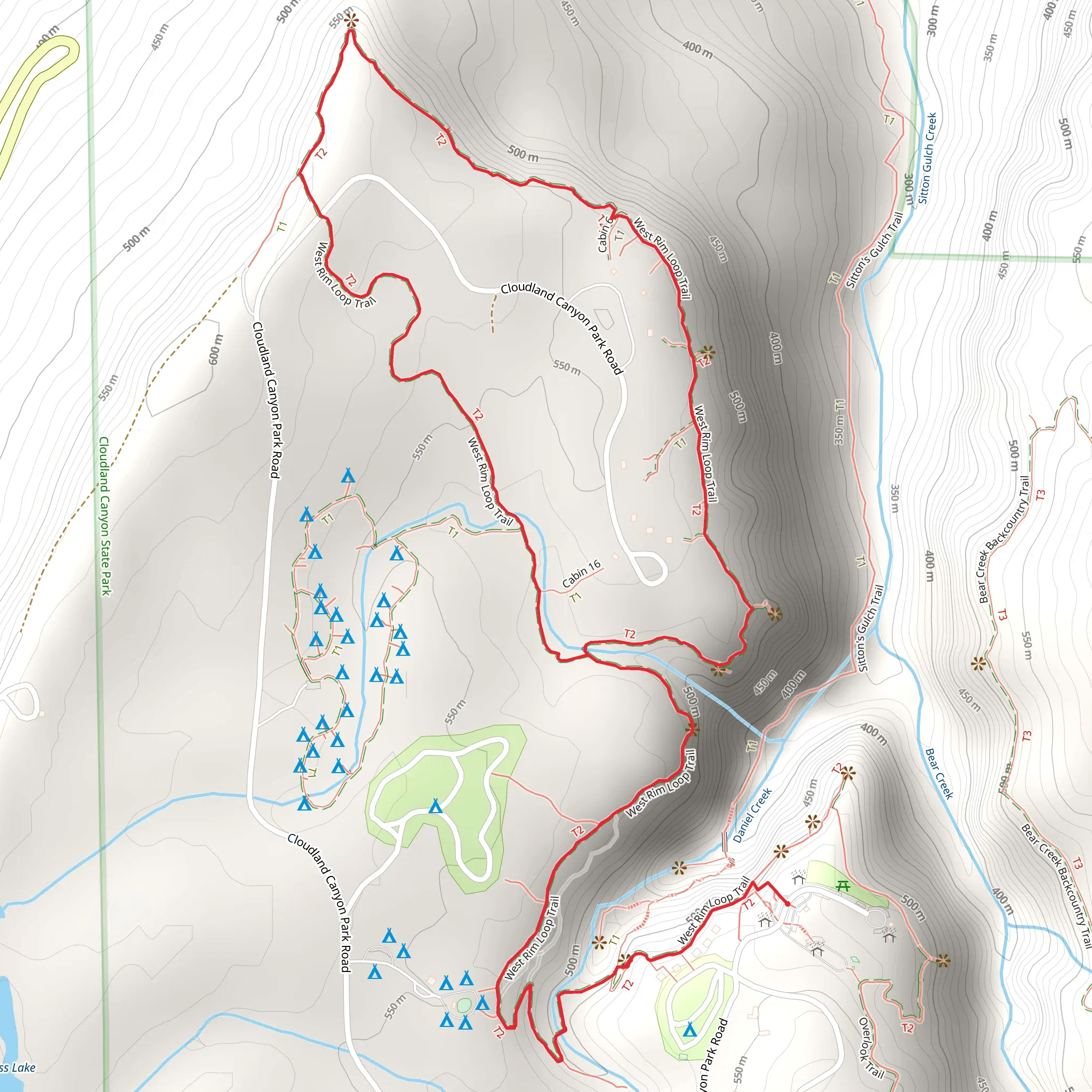 West Rim Loop Trail mobile static map