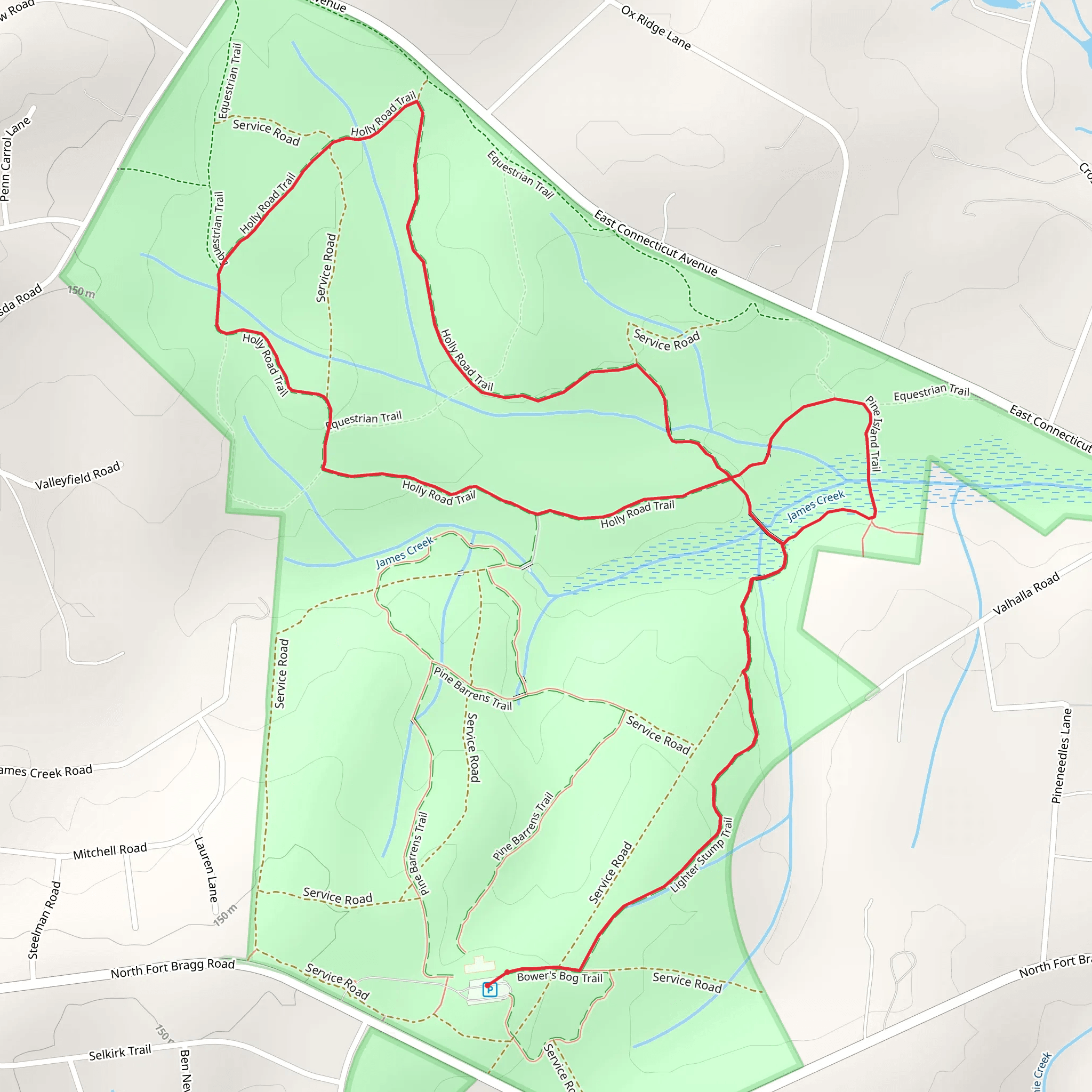 Lighter Stump Trail and Holly Road Trail Loop mobile static map