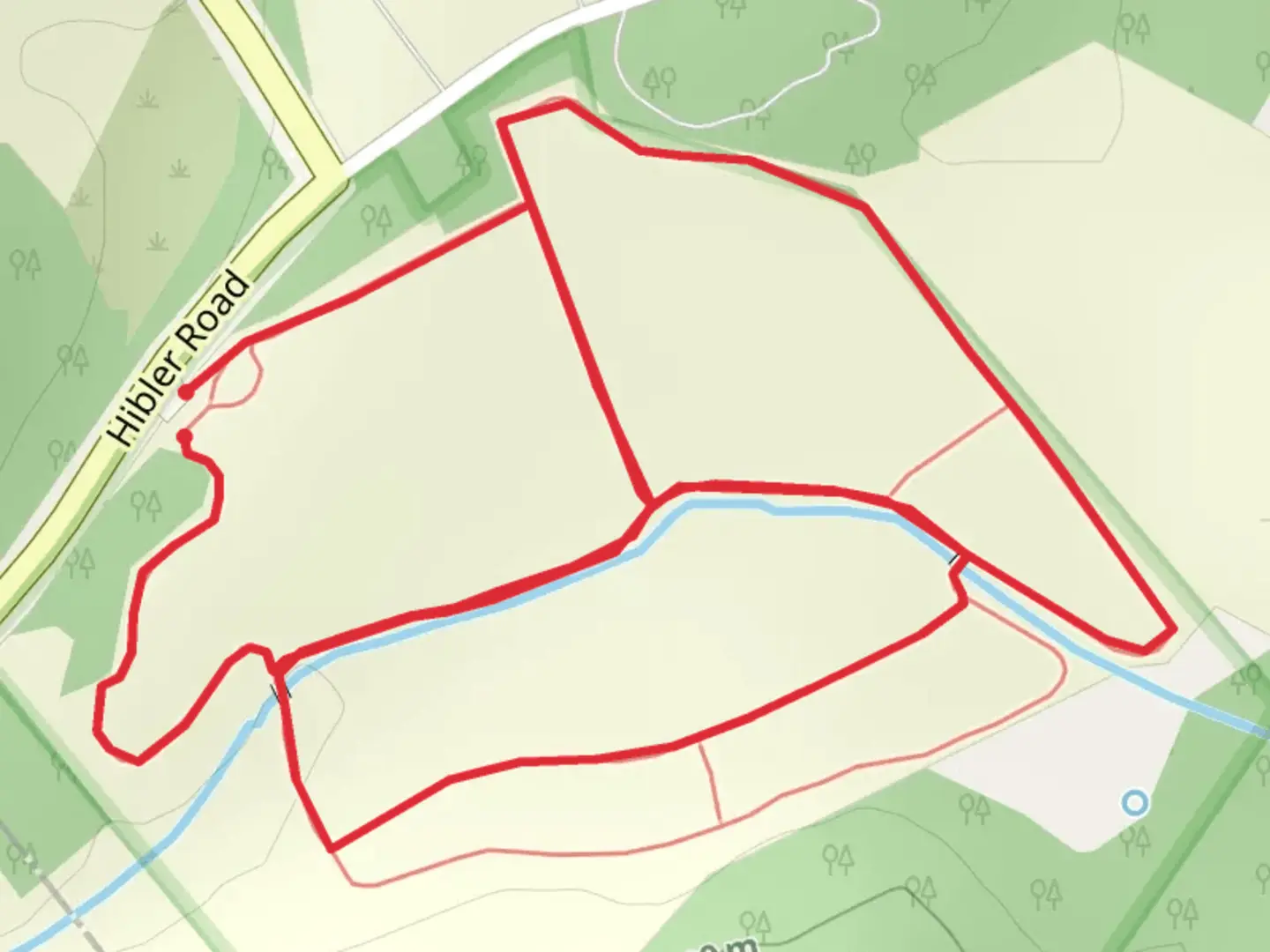 An image depicting the trail Hibler Road Loop and its surrounding area.