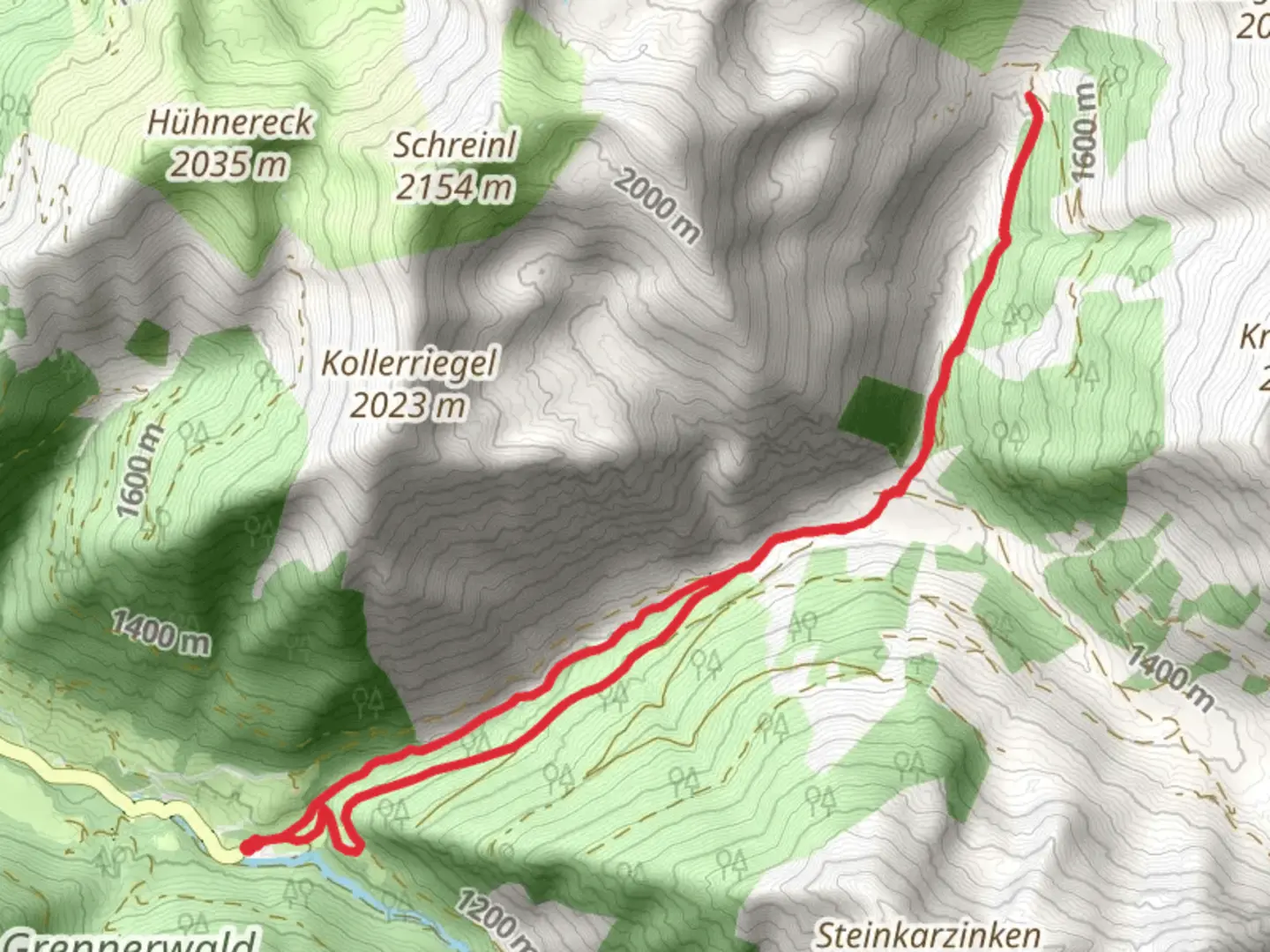An image depicting the trail Lärchkaralm and Stallaalm Banks Trail and its surrounding area.