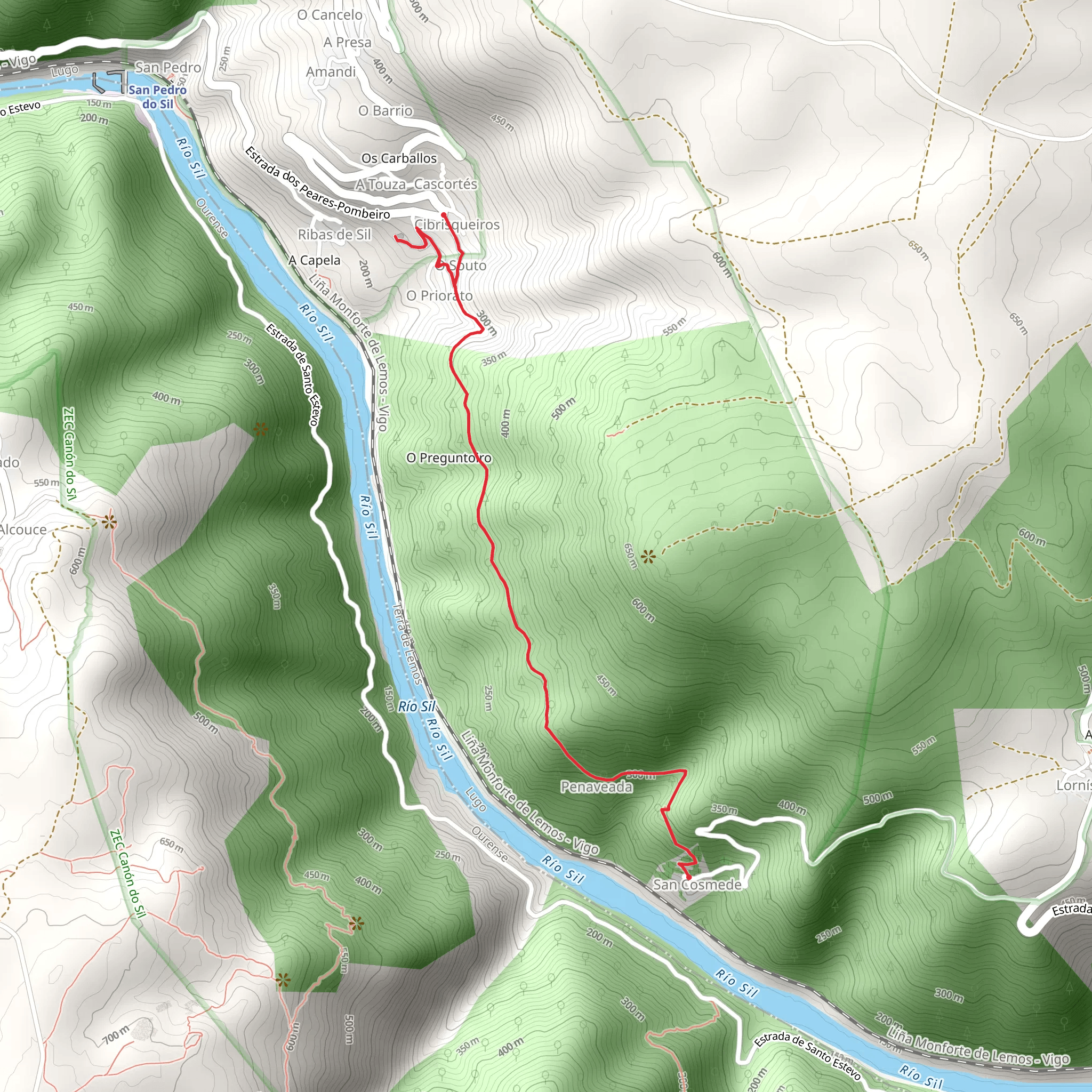 PR G 181 Ruta de Cibrisqueiros a San Cosmede mobile static map