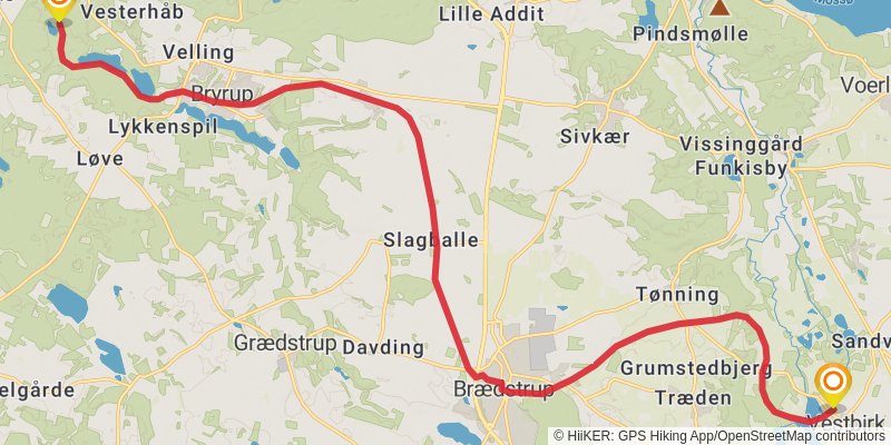 Horsens - Silkeborg Nature Trail stage 2 Map