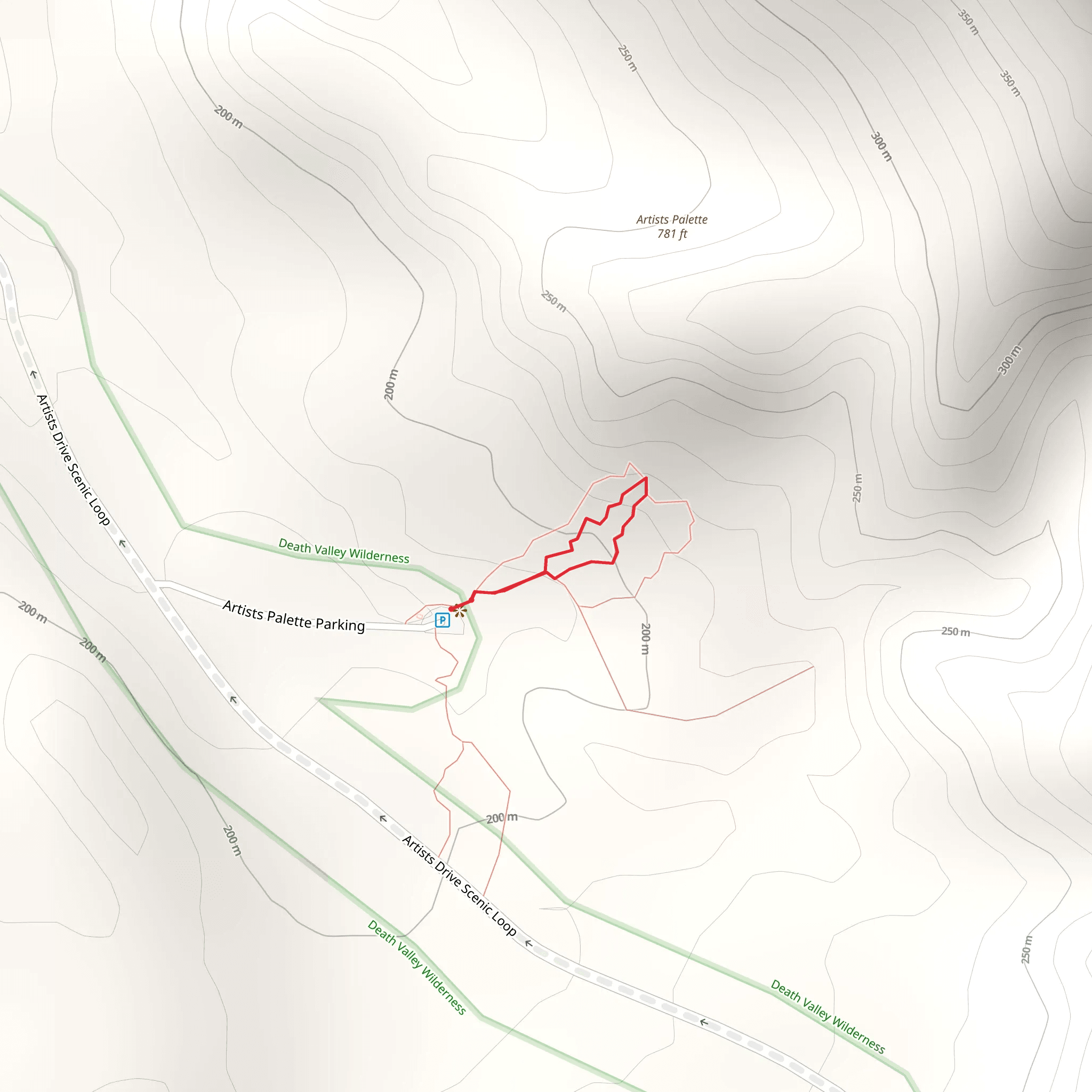Artists Palette Road Walk mobile static map