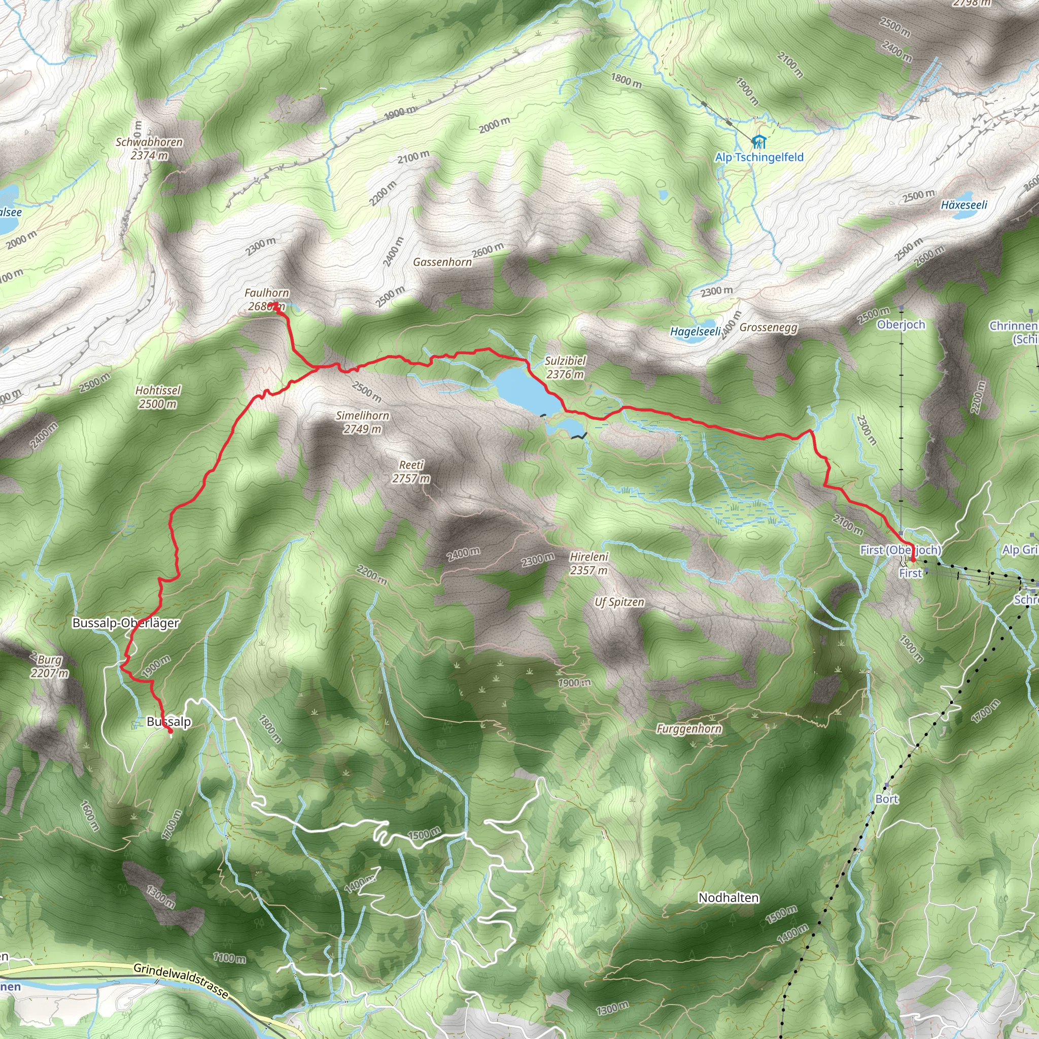 First - Bachalpsee - Faulhorn - Bussalp No 2 mobile static map