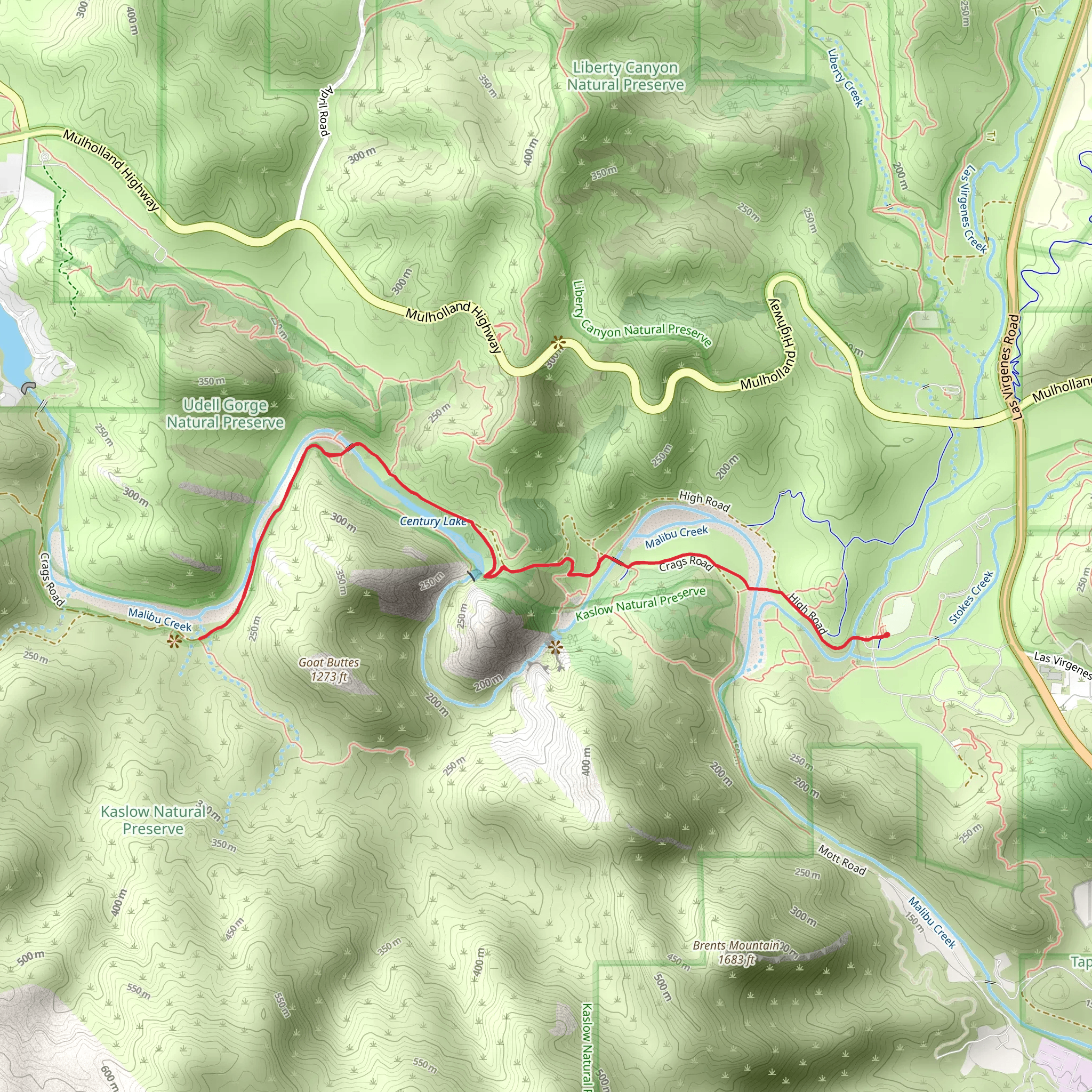Malibu Creek Rock Pool - Mash Site Trail mobile static map
