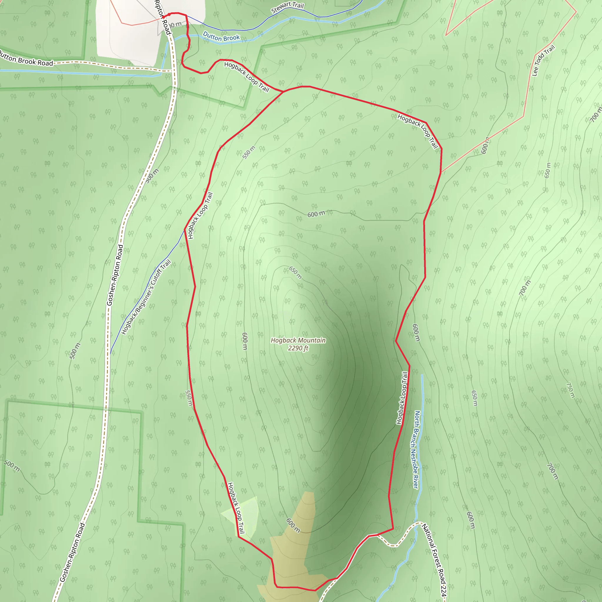 Hogback Mountain Loop Trail mobile static map