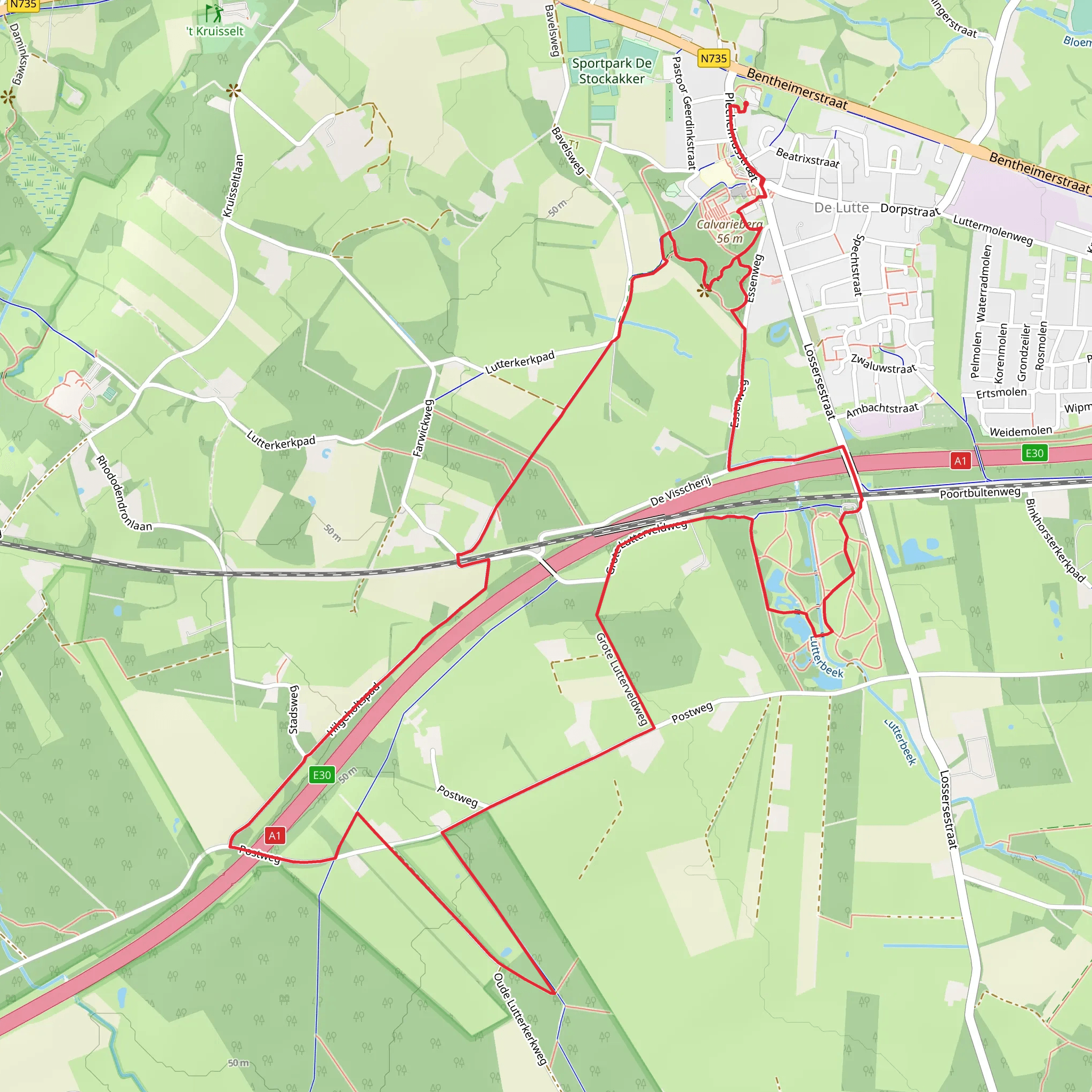 Fleerderhoekpad and Post Weg Loop mobile static map