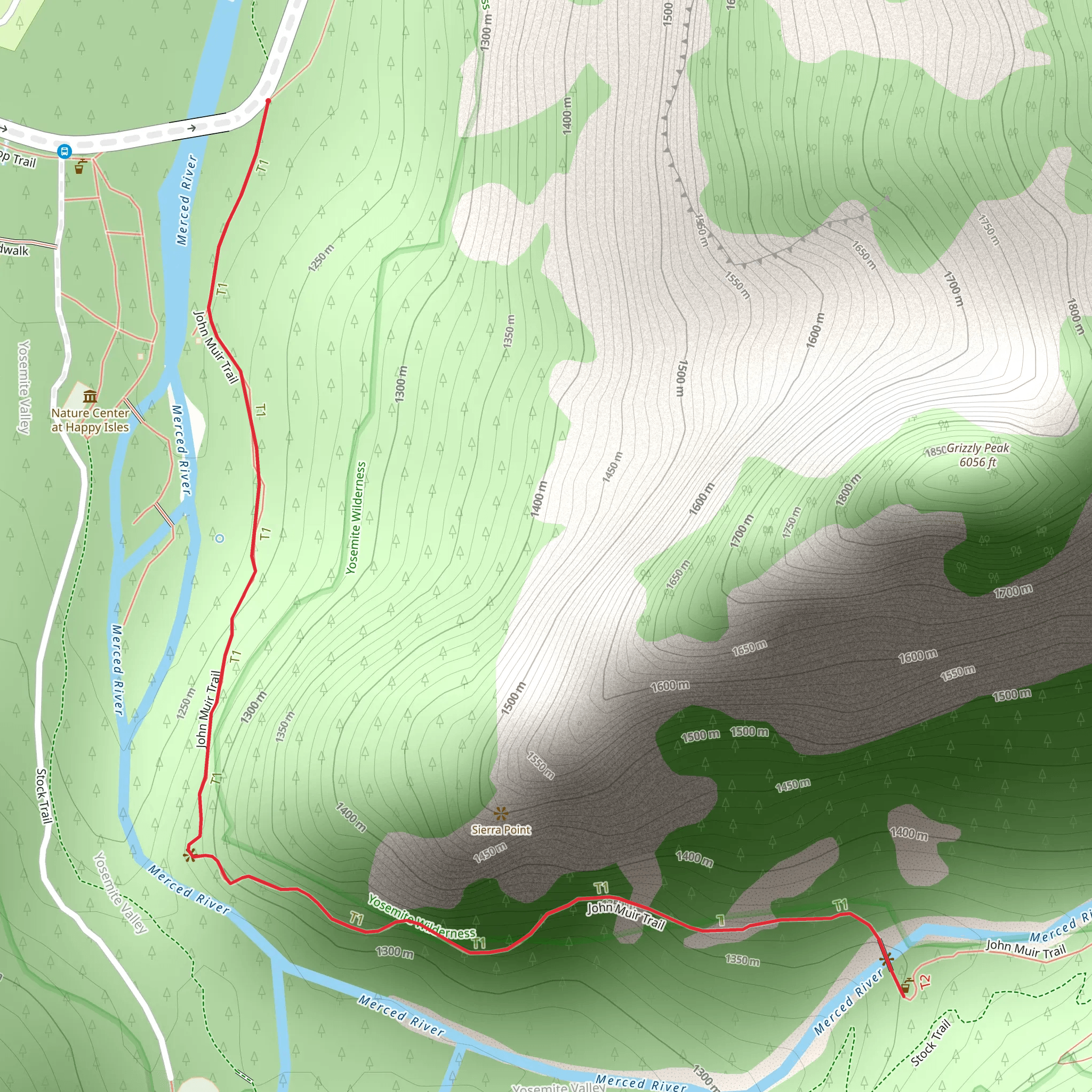 Merced River via John Muir Trail mobile static map