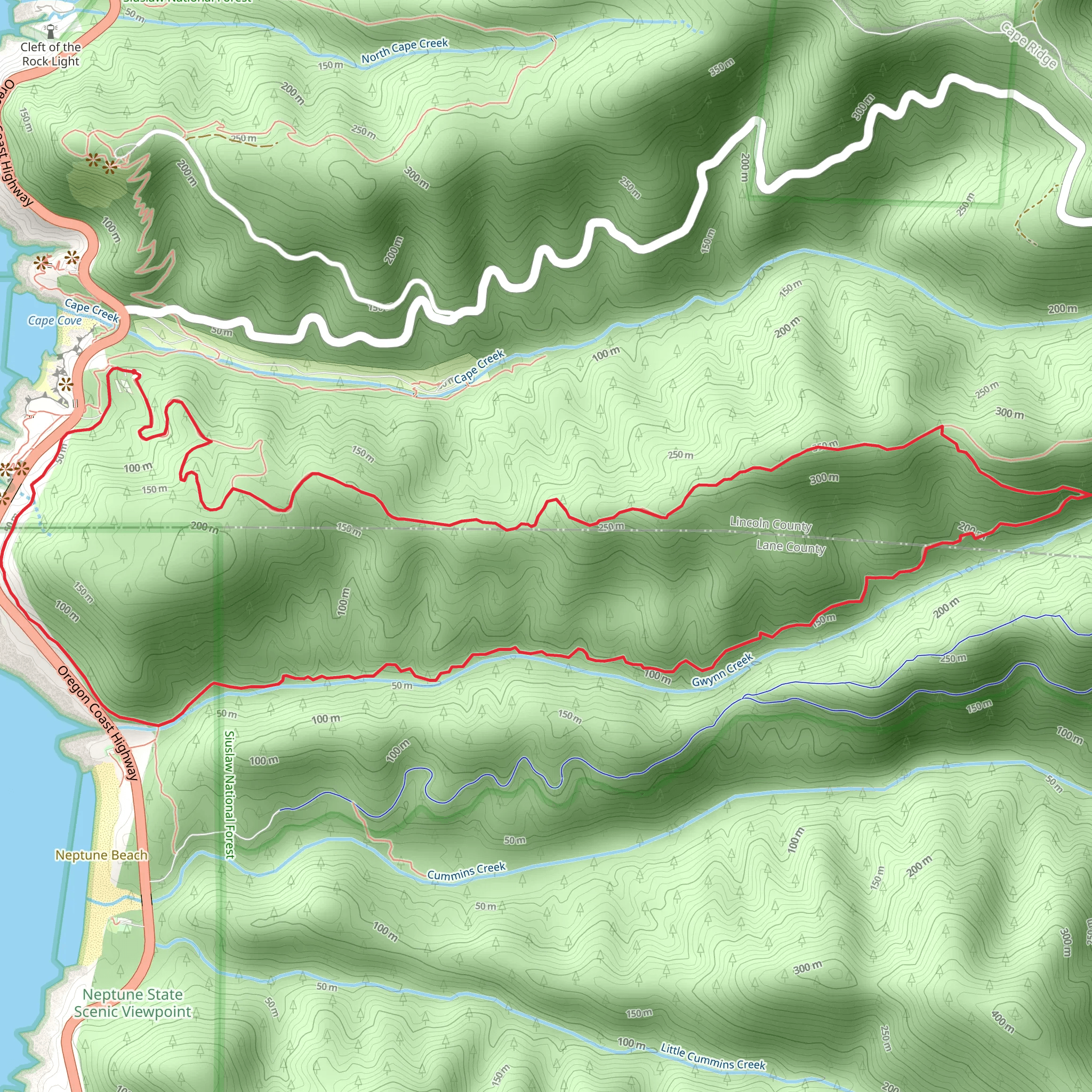 Cook's Ridge Loop via Gwynn Creek mobile static map