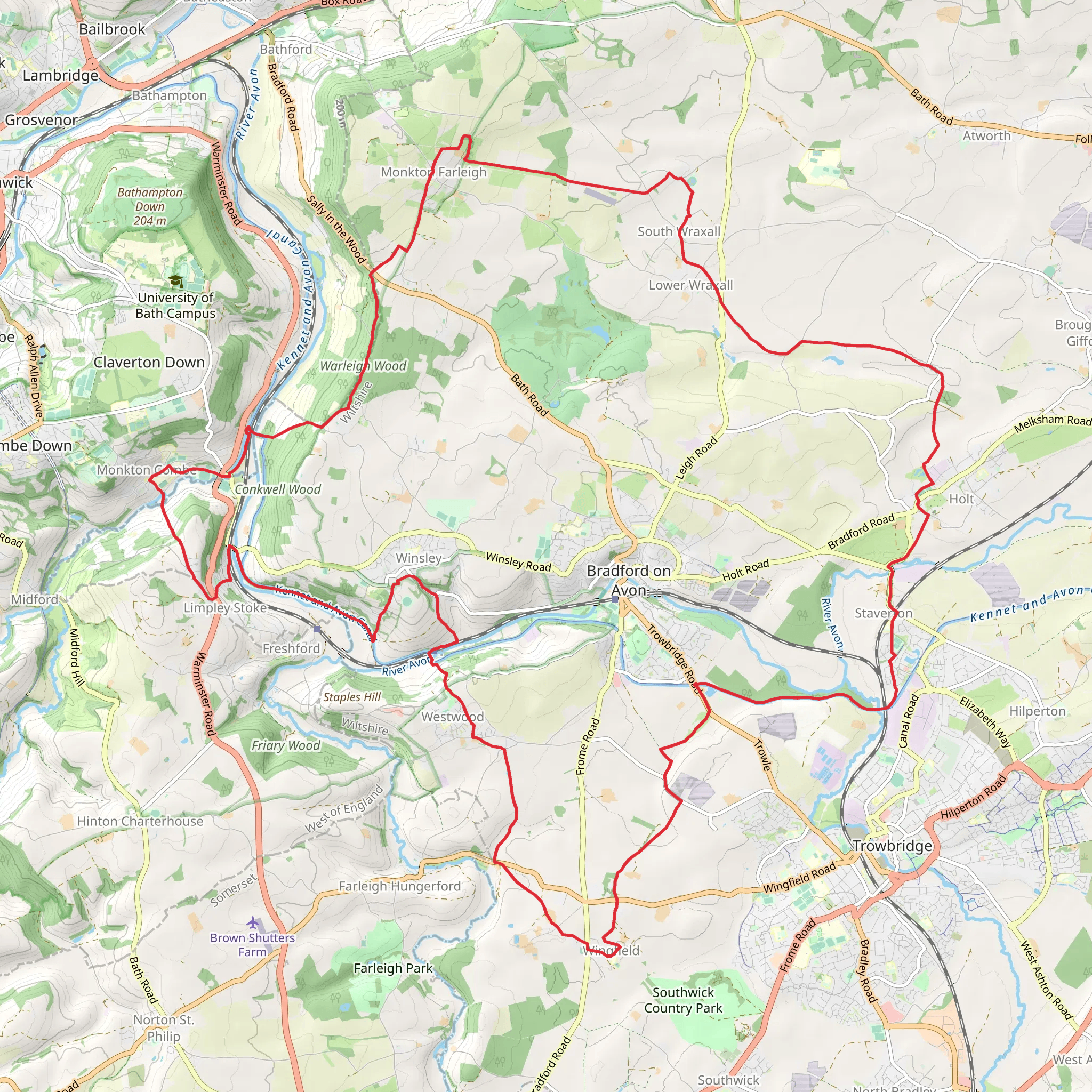 Bradford on Avon Wheel Outer Circular Trail mobile static map