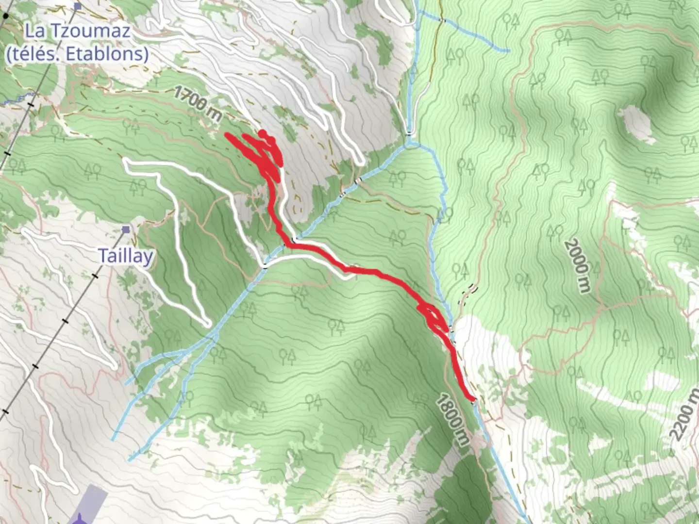 An image depicting the trail Sens La Tzoumaz Trail and its surrounding area.