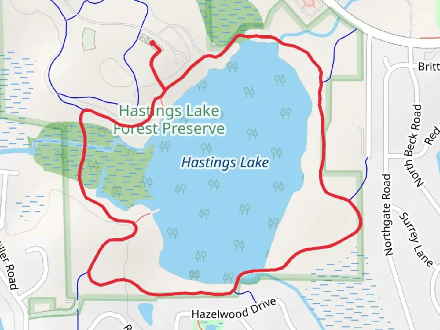 An image depicting the trail Hastings Lake Loop and its surrounding area.