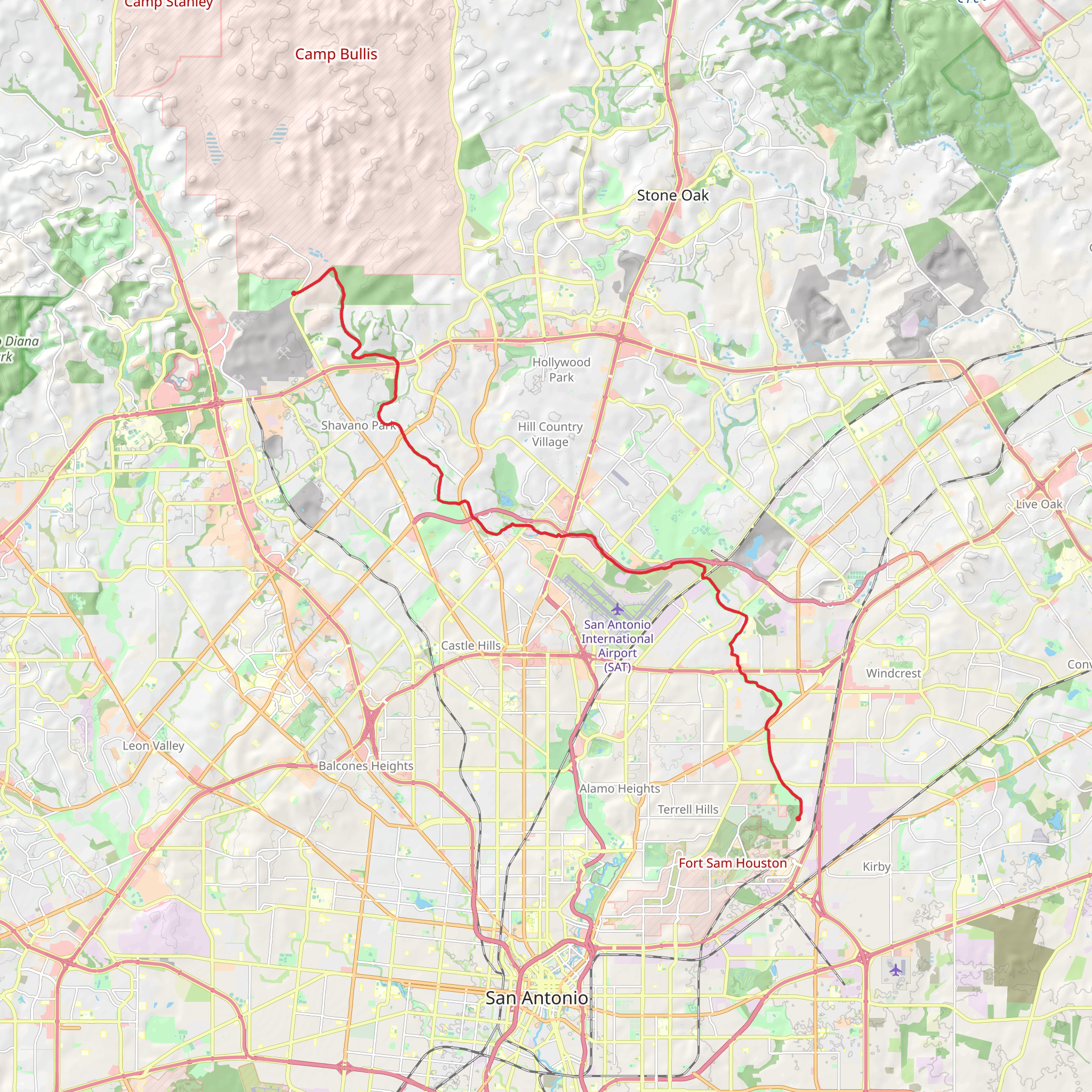 Salado Creek Greenway Trail Point to Point mobile static map