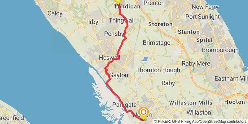Arrowe Park to Parkgate Circular Walk - Wirral stage 2 Map