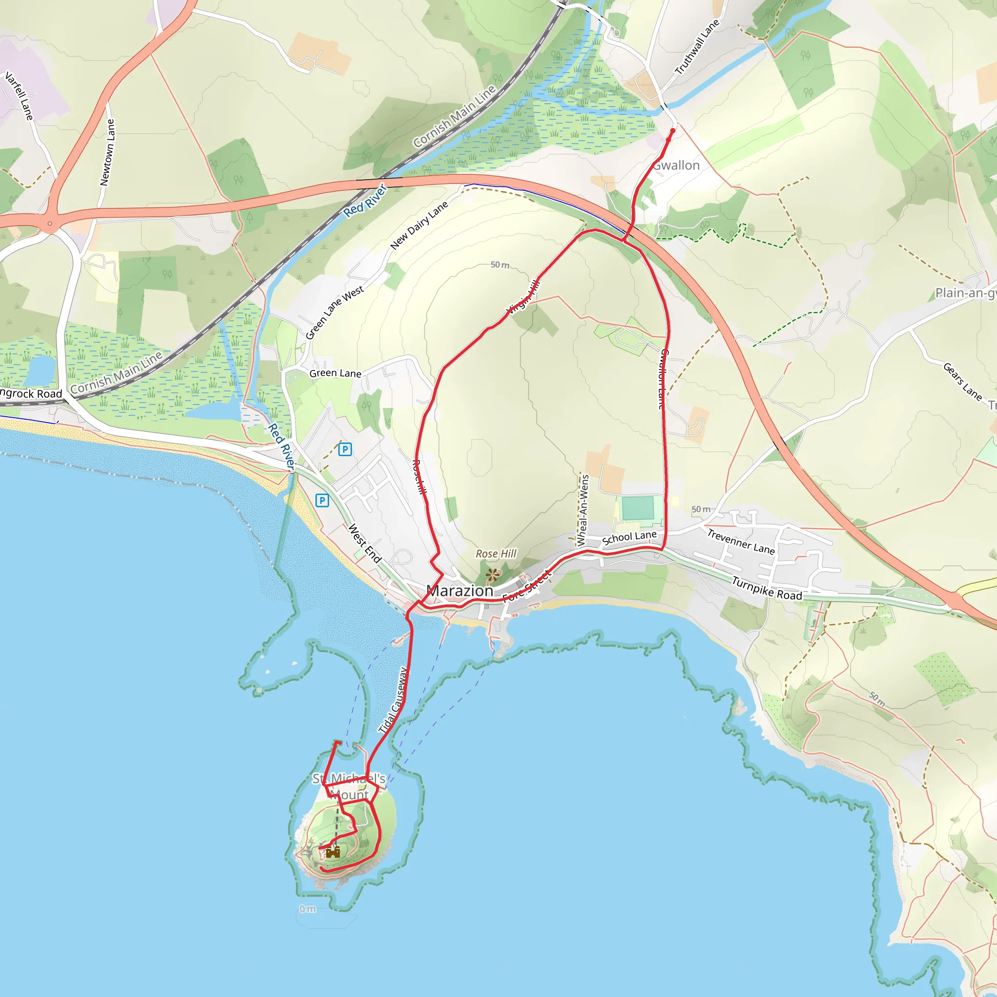 St Michael's Mount and Marazion Loop mobile static map