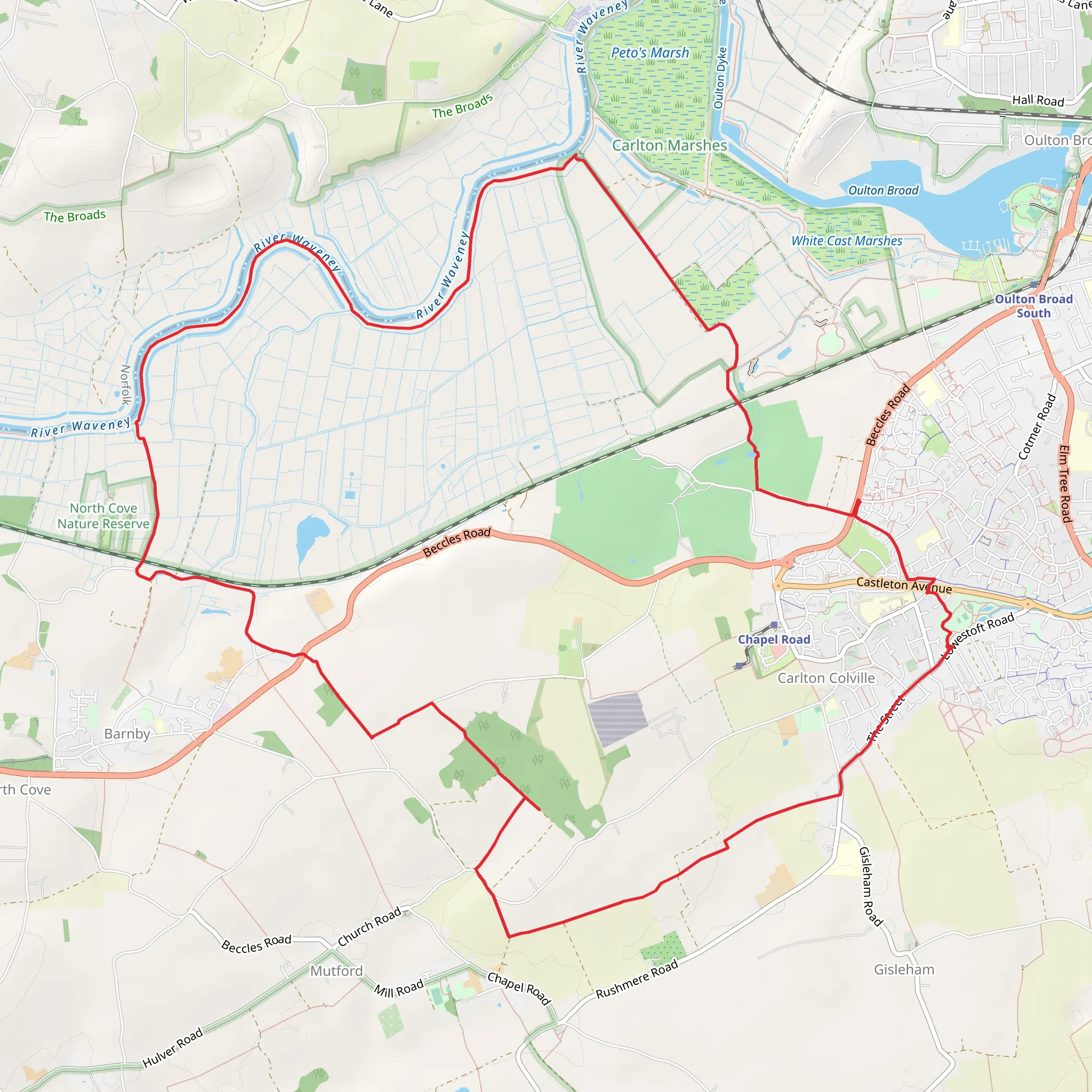 Carlton Marshes Loop mobile static map
