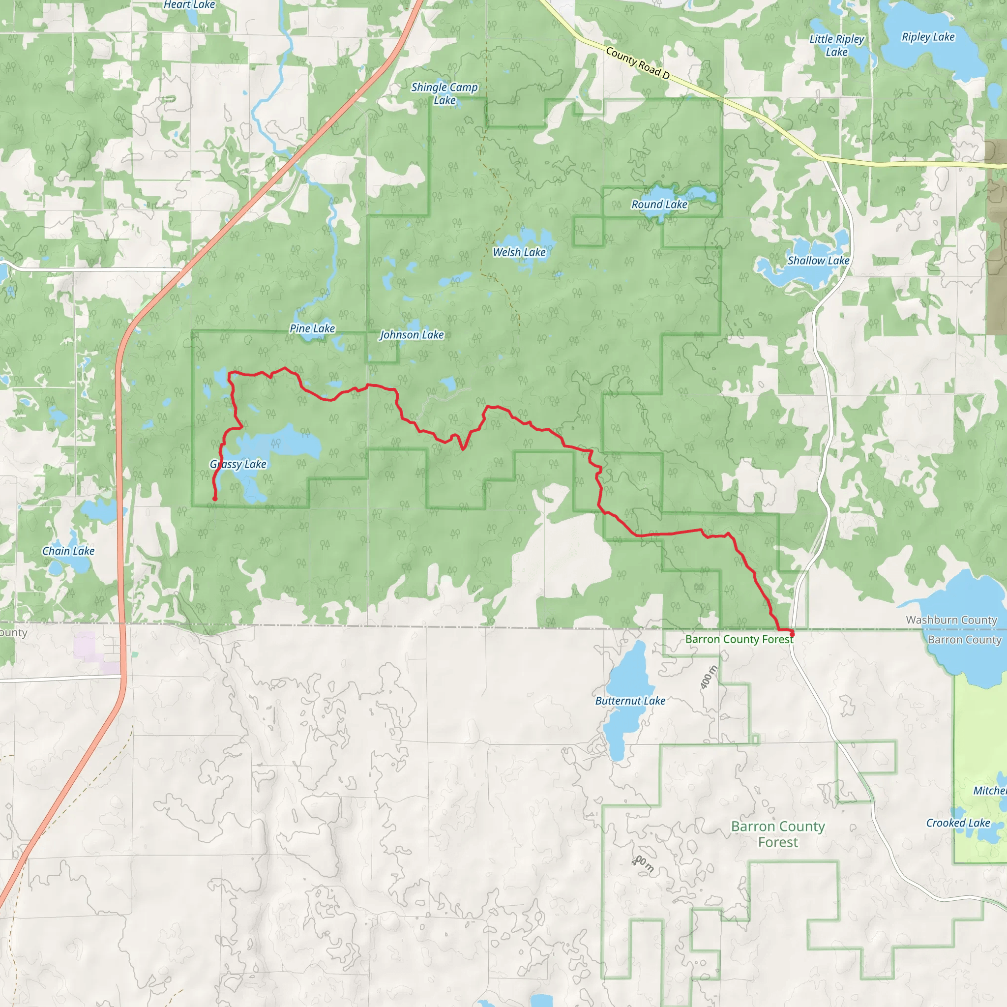 Ice Age Trail to Grassy Lake mobile static map