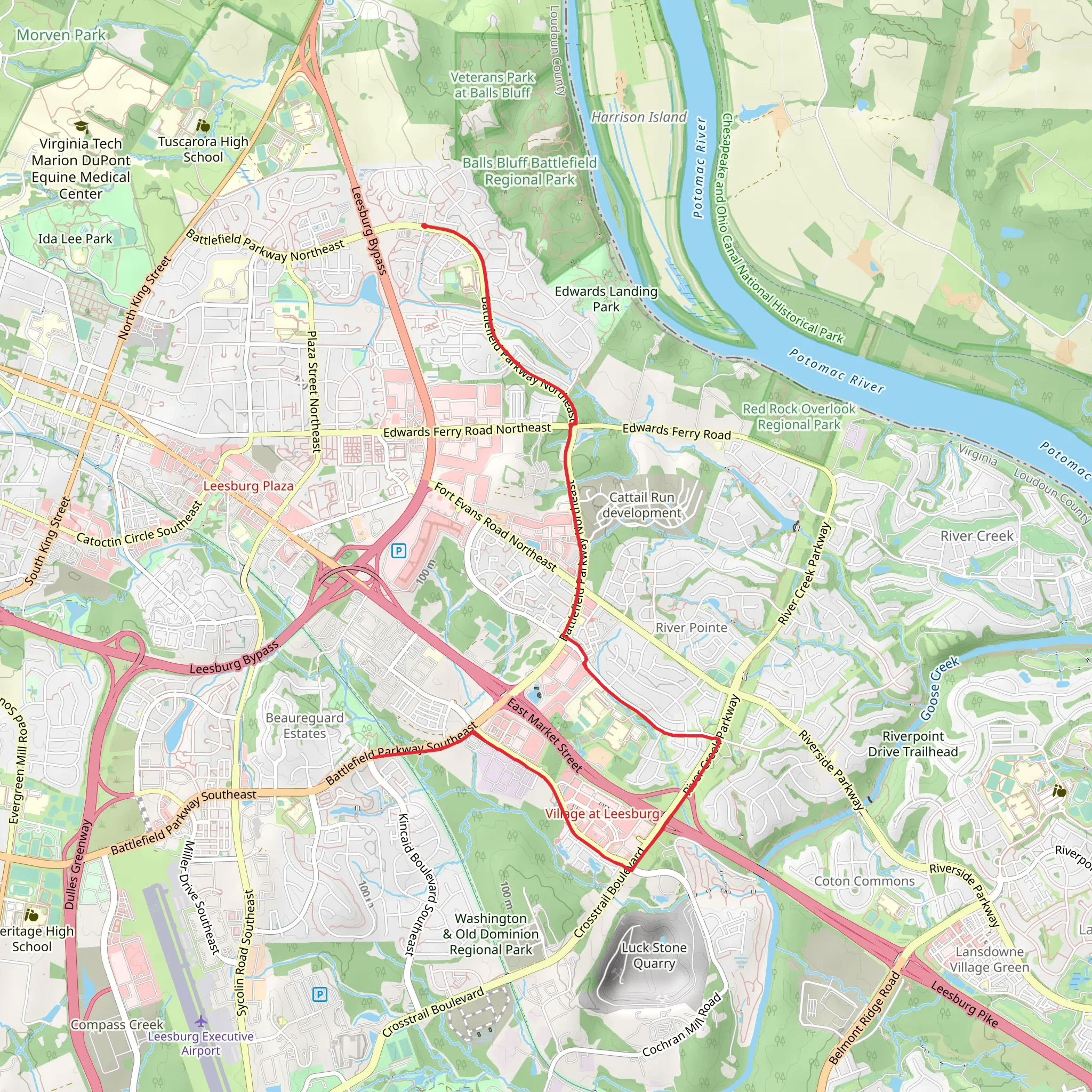 Battlefield Parkway Trail mobile static map