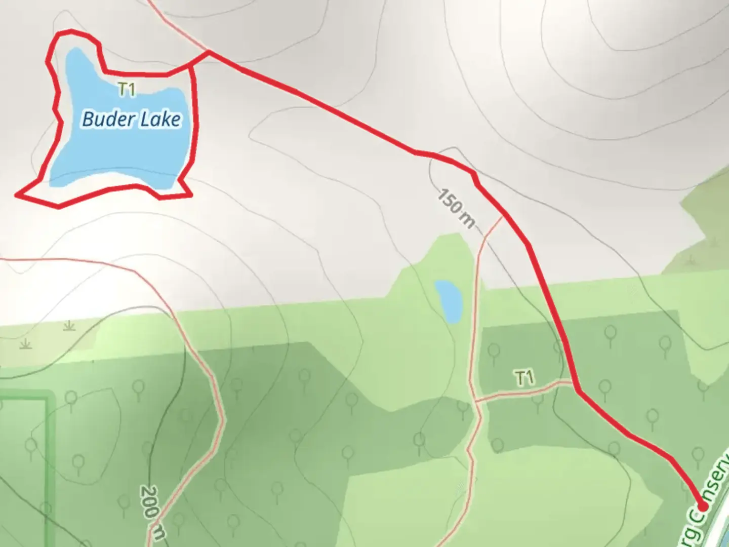 An image depicting the trail Buder Lake Loop and its surrounding area.