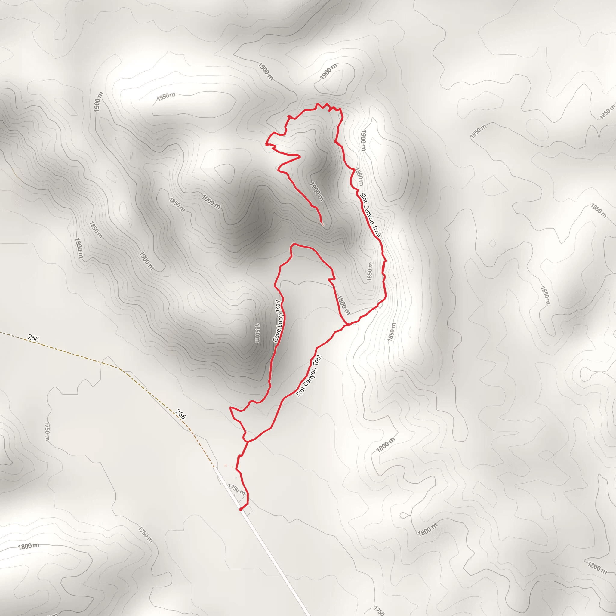 Slot Canyon Trail and Cave Loop Trail mobile static map
