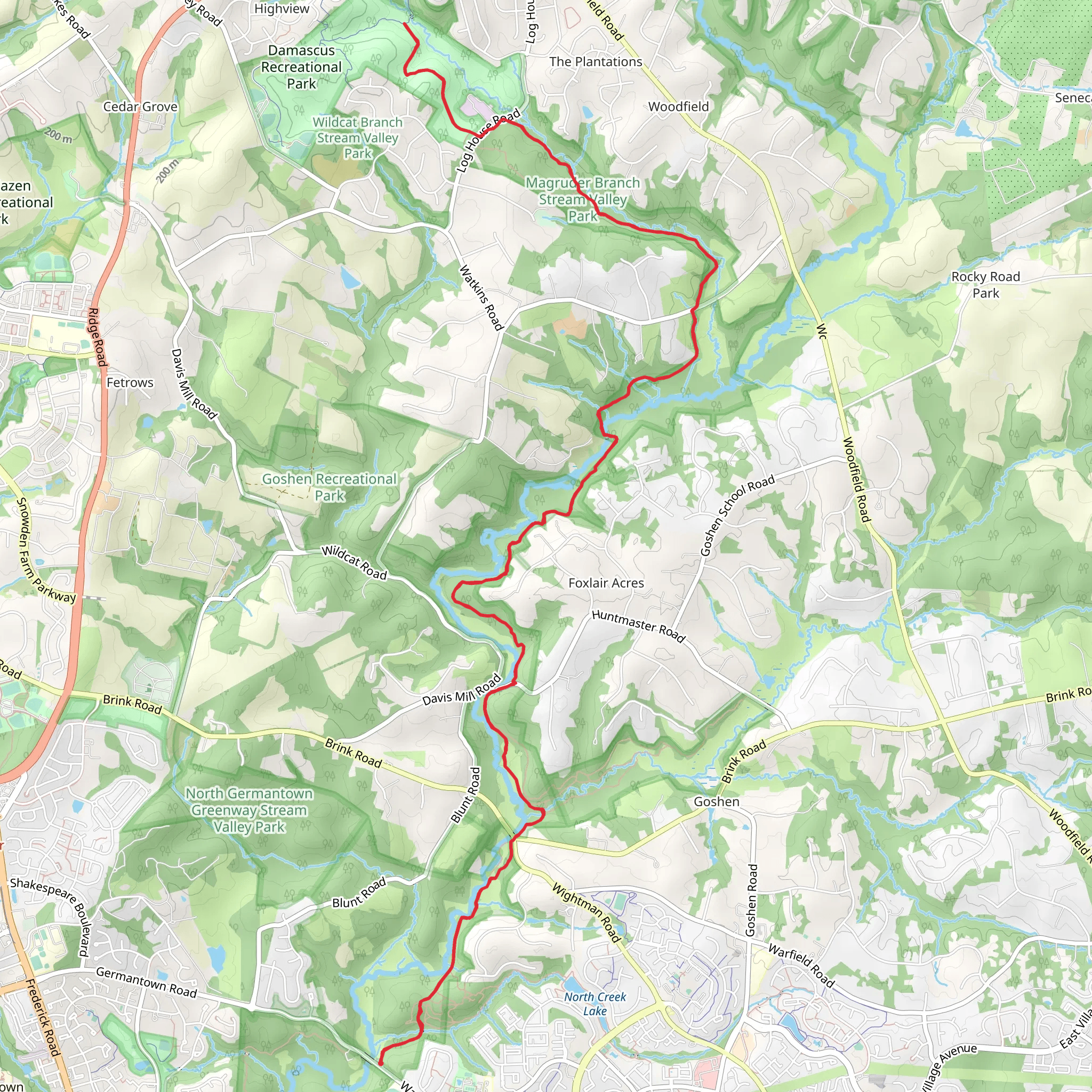 Seneca Creek Greenway Trail - Watkins Mill mobile static map