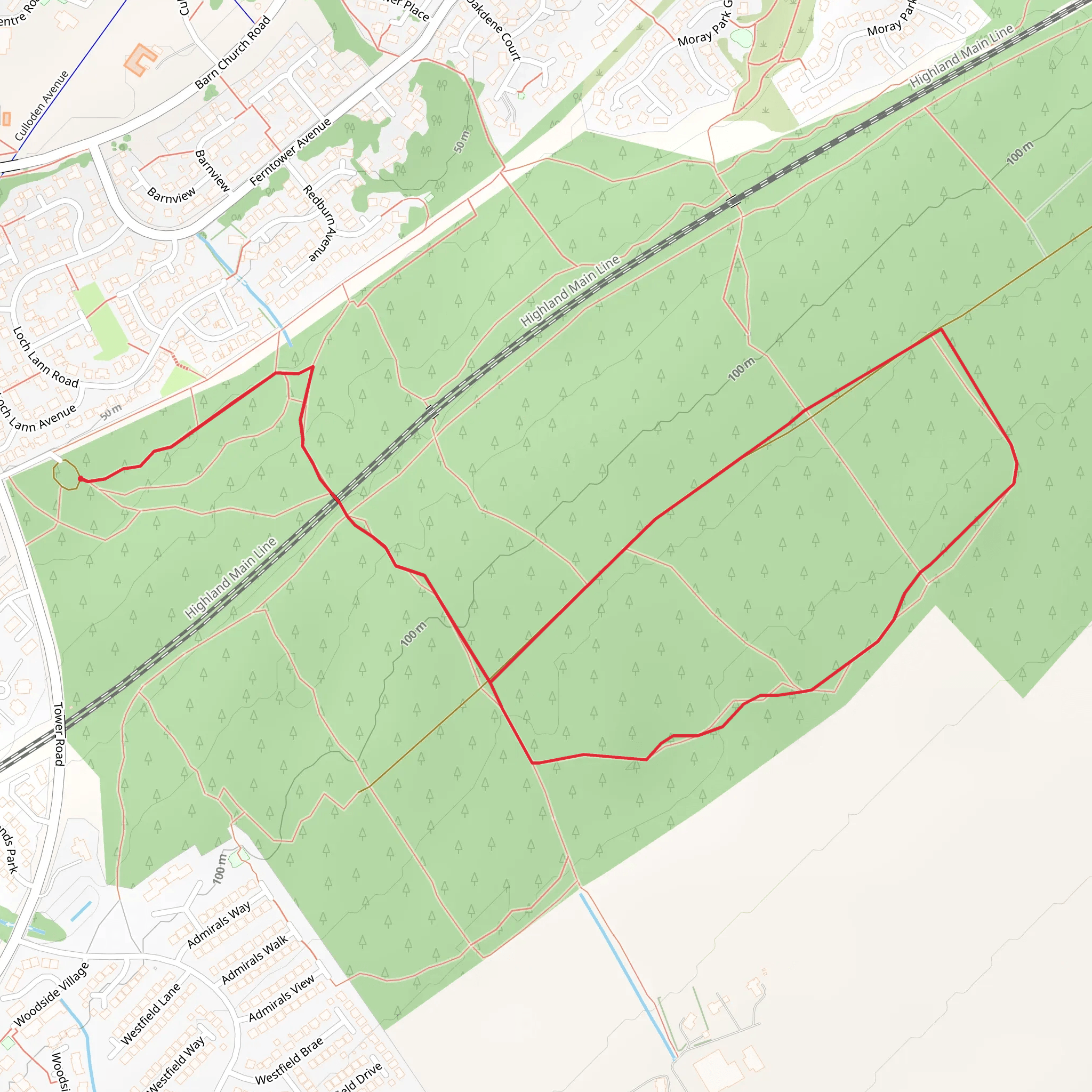 Culloden Wood Trail mobile static map