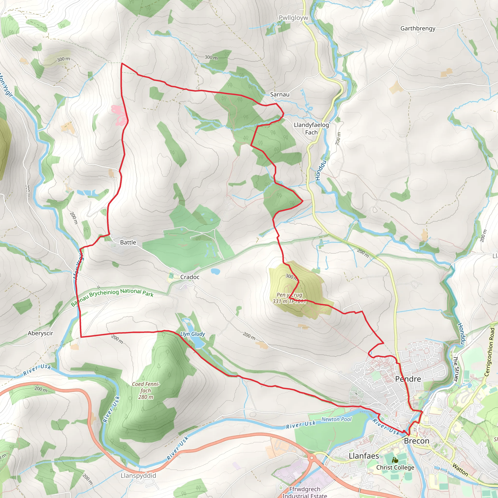 Pen-y-crug - Sarnau and Battle from Brecon mobile static map