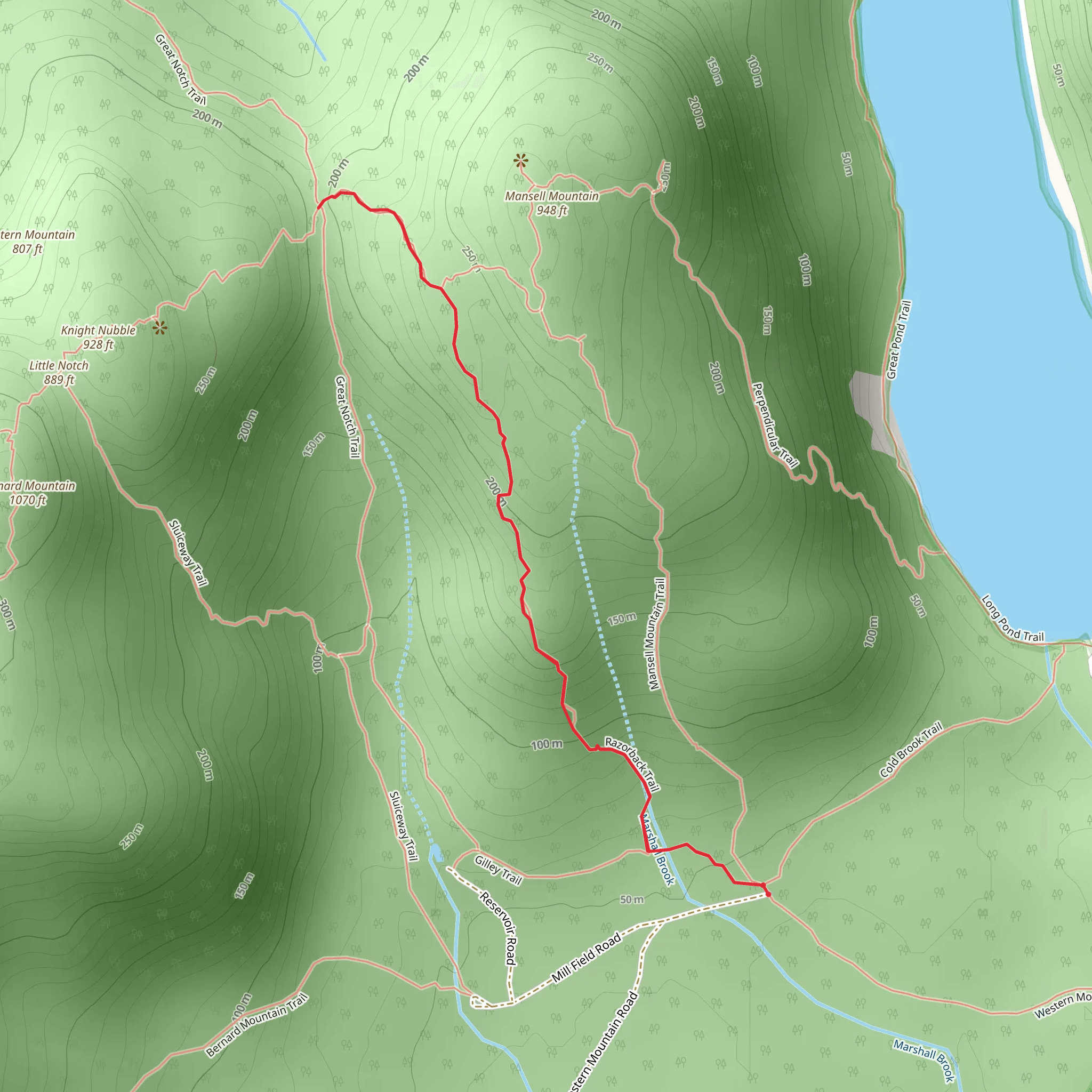 Razorback Trail via Gilley Trail mobile static map