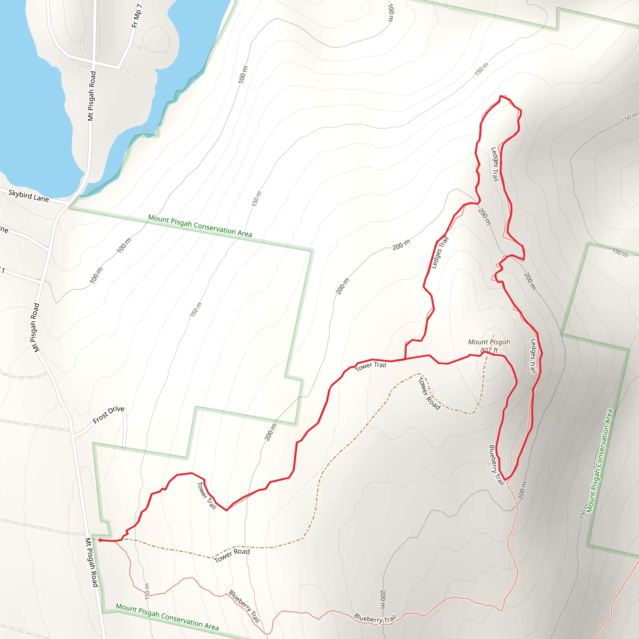 Mount Pisgah Loop from Mt Pisgah Road mobile static map