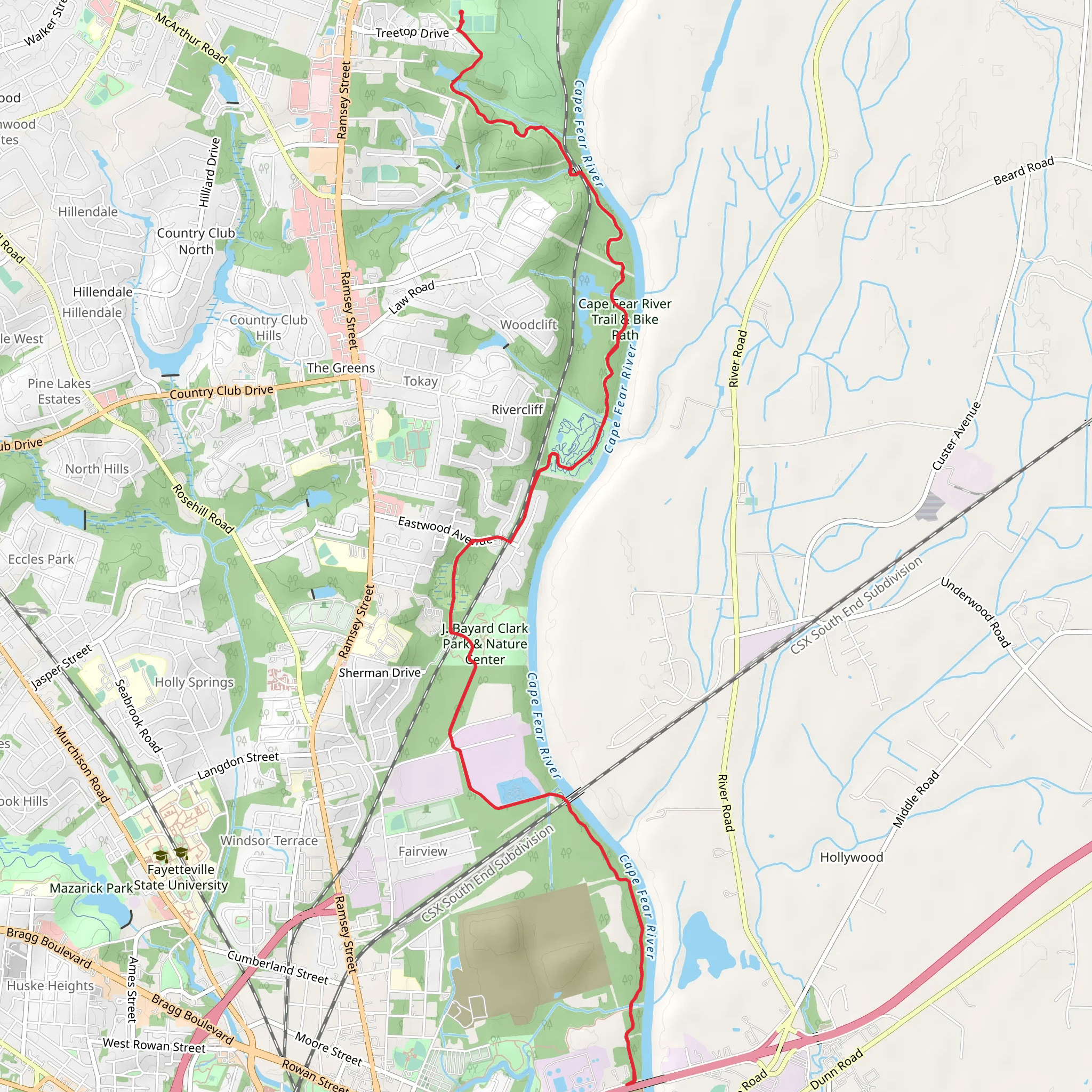 Cape Fear River Trail mobile static map