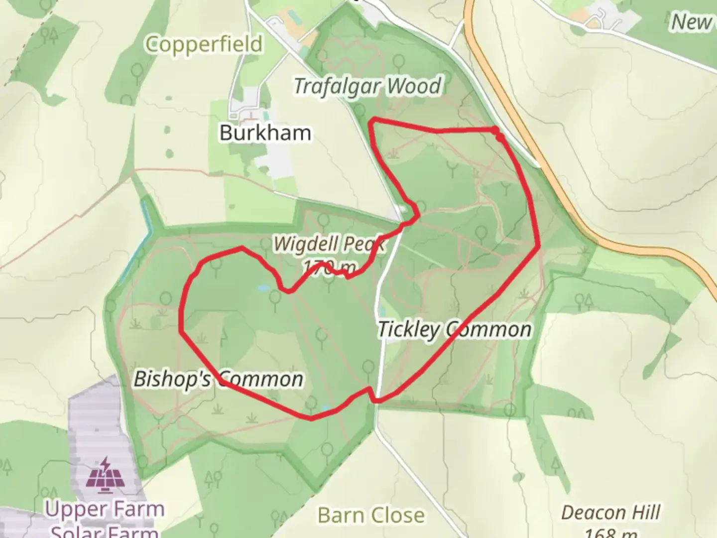 An image depicting the trail Home Farm Loop and its surrounding area.