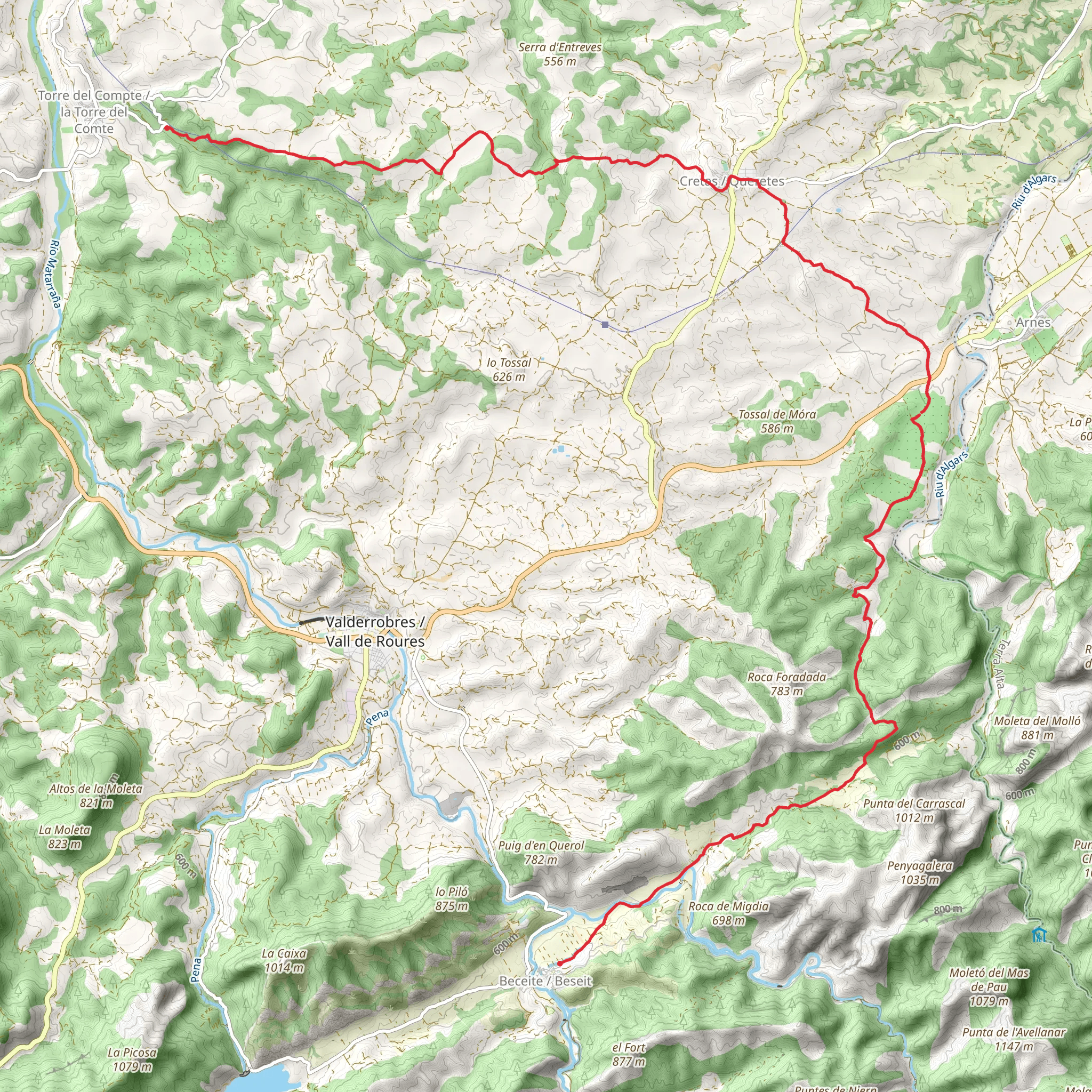 Beceite - Cretas - Torre del Campte PR TE 169 mobile static map