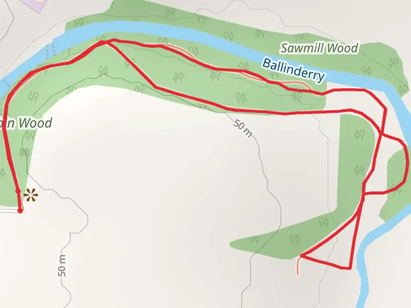 An image depicting the trail Cabin Wood and its surrounding area.