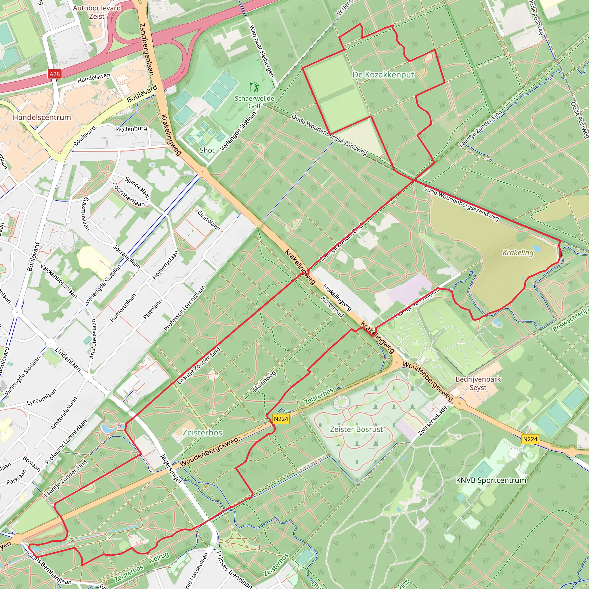 De Kozakkenput, Bezoekerscentrum and Zeisterbos Loop mobile static map